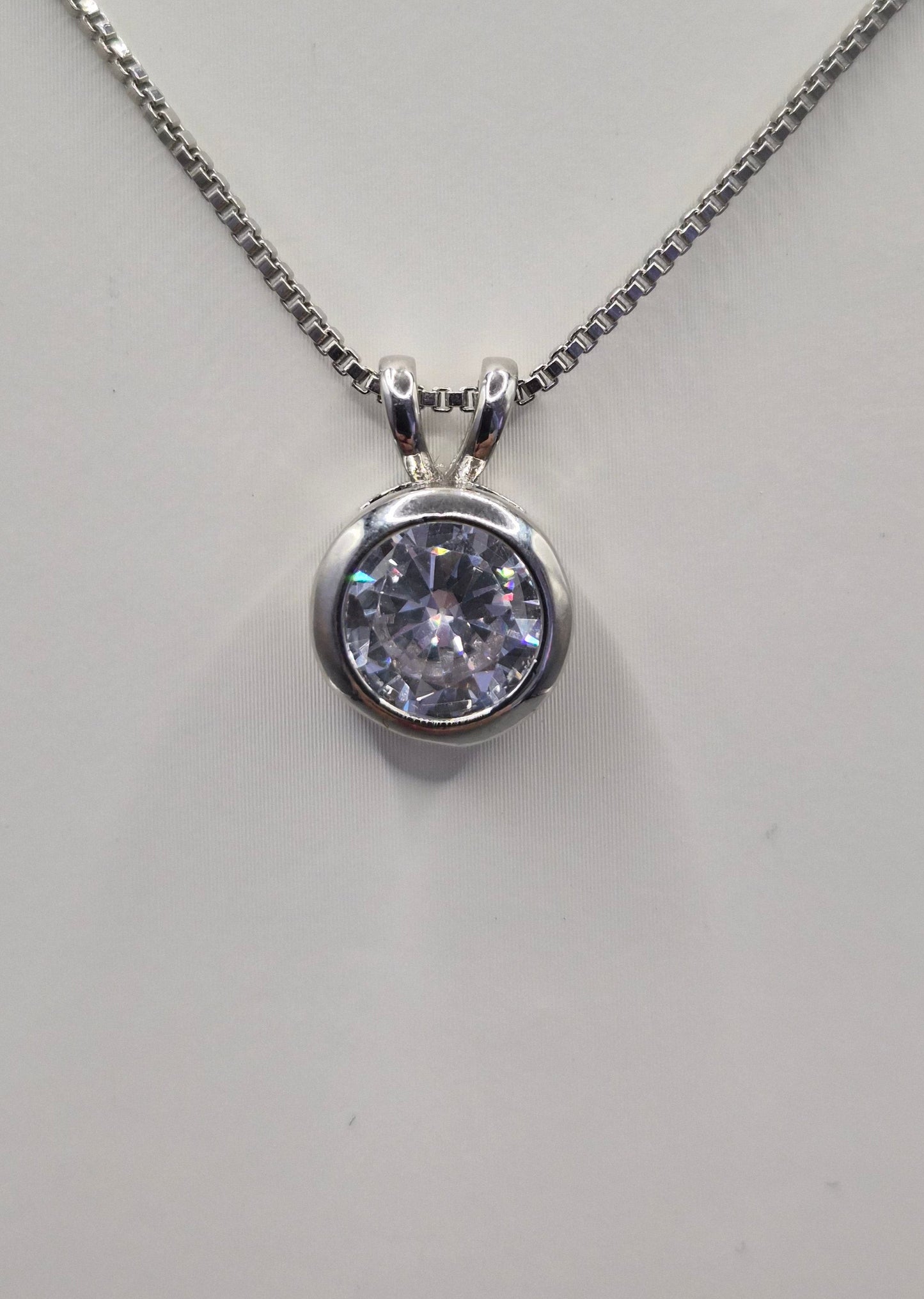 Besel Set Solitaire Cubic Zirconia Pendant