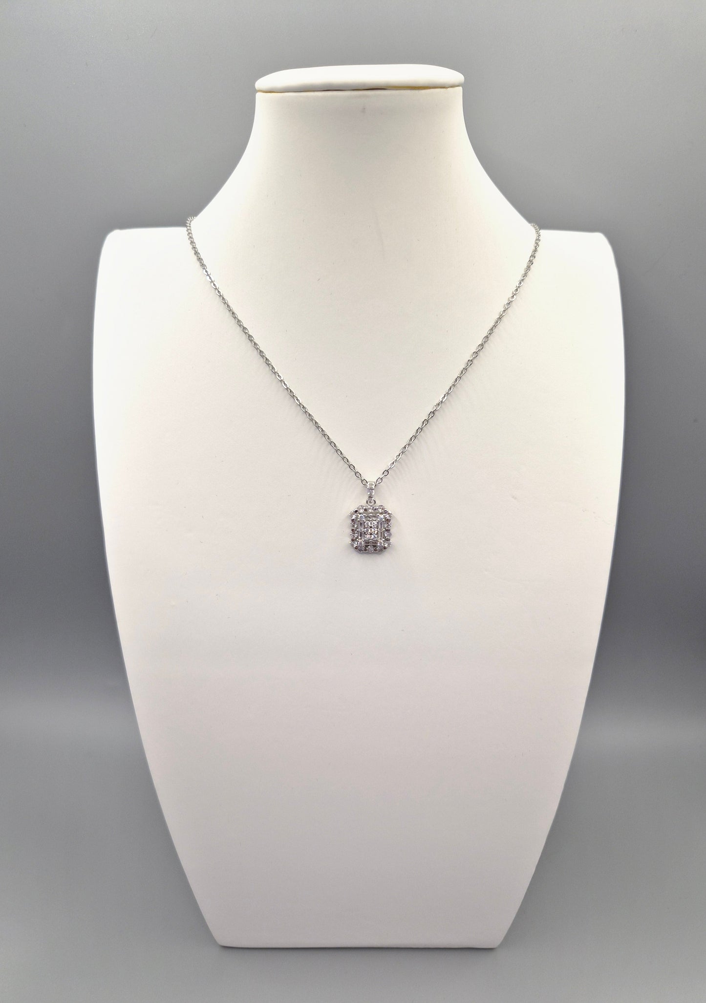 Baguette & Round Cubic Zirconia Pendant