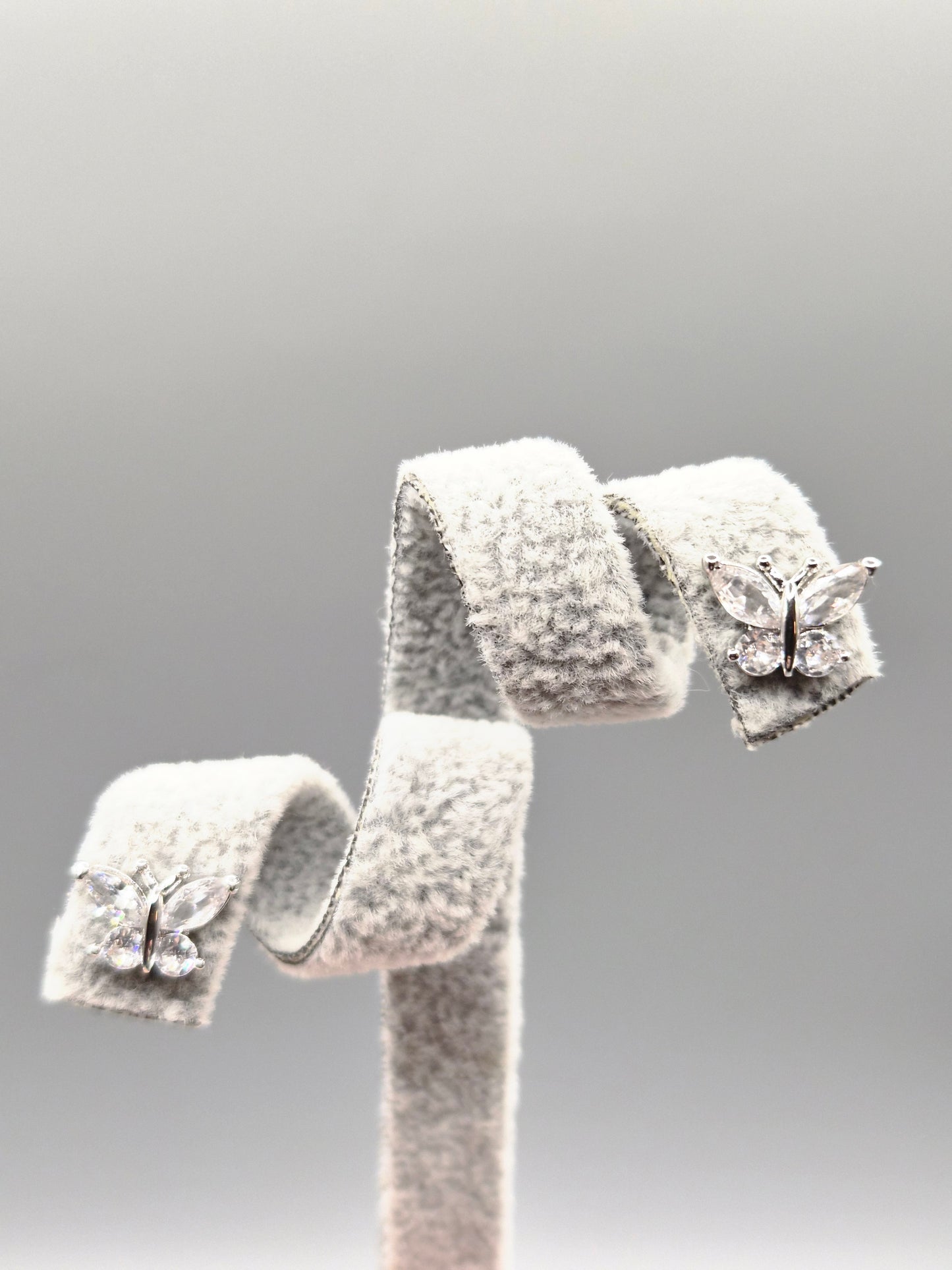 Butterfly Cubic Zirconia Open Circle Stud Earrings