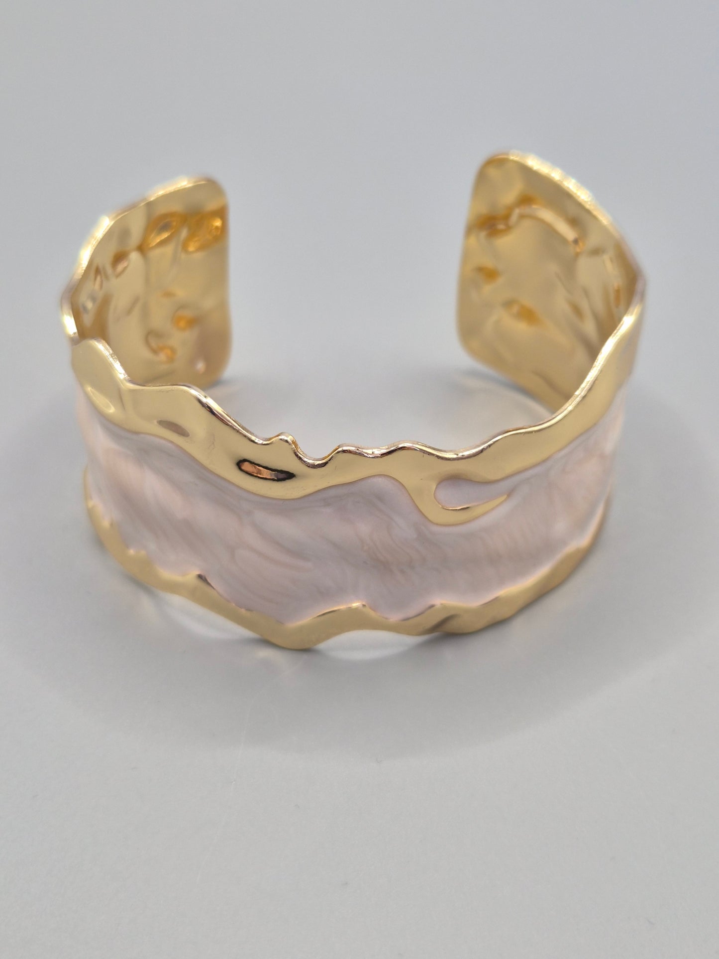 Torque Bangle Inset With Pink Enamel