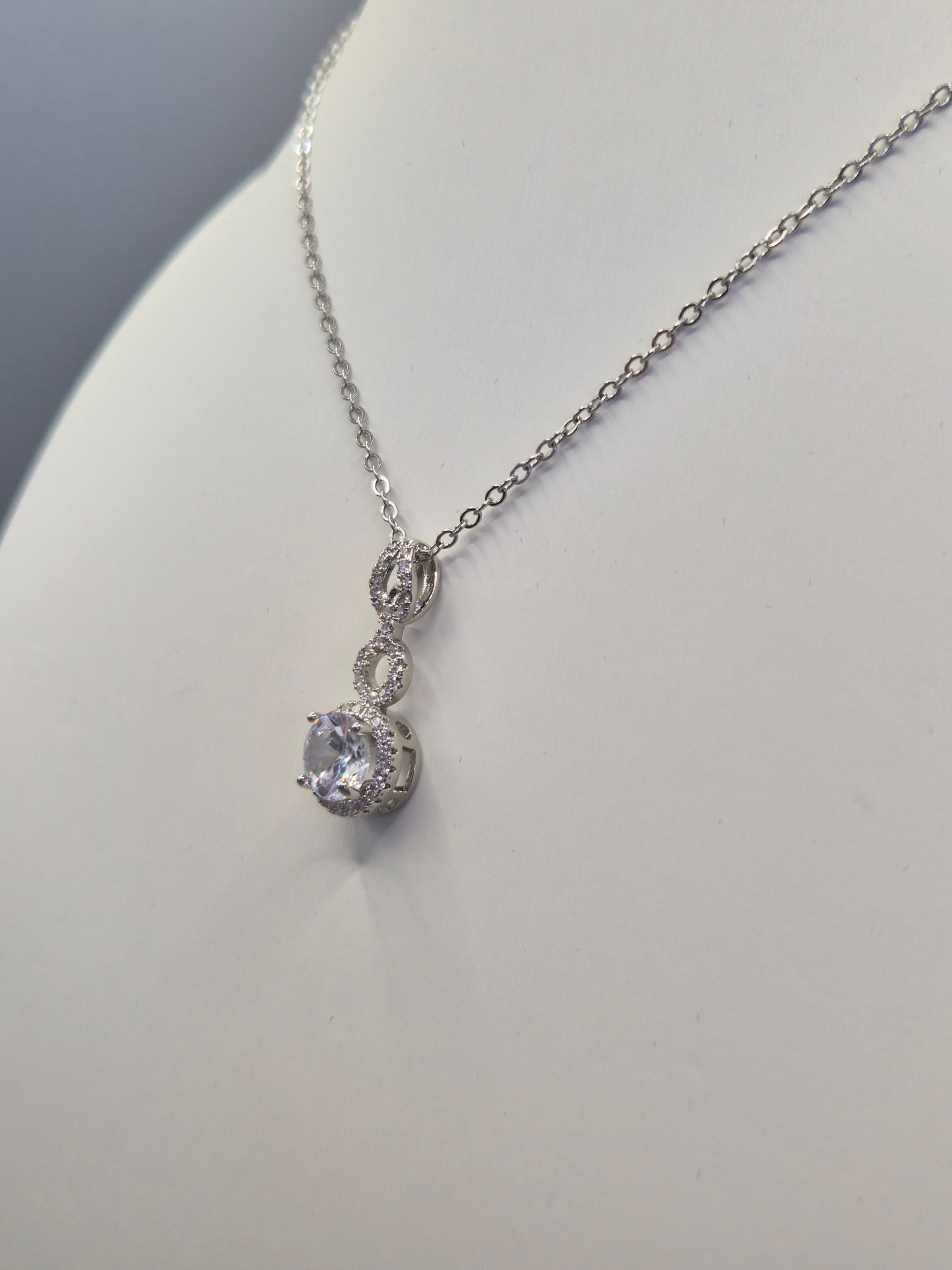 Double Loop & Halo Cubic Zirconia Pendant