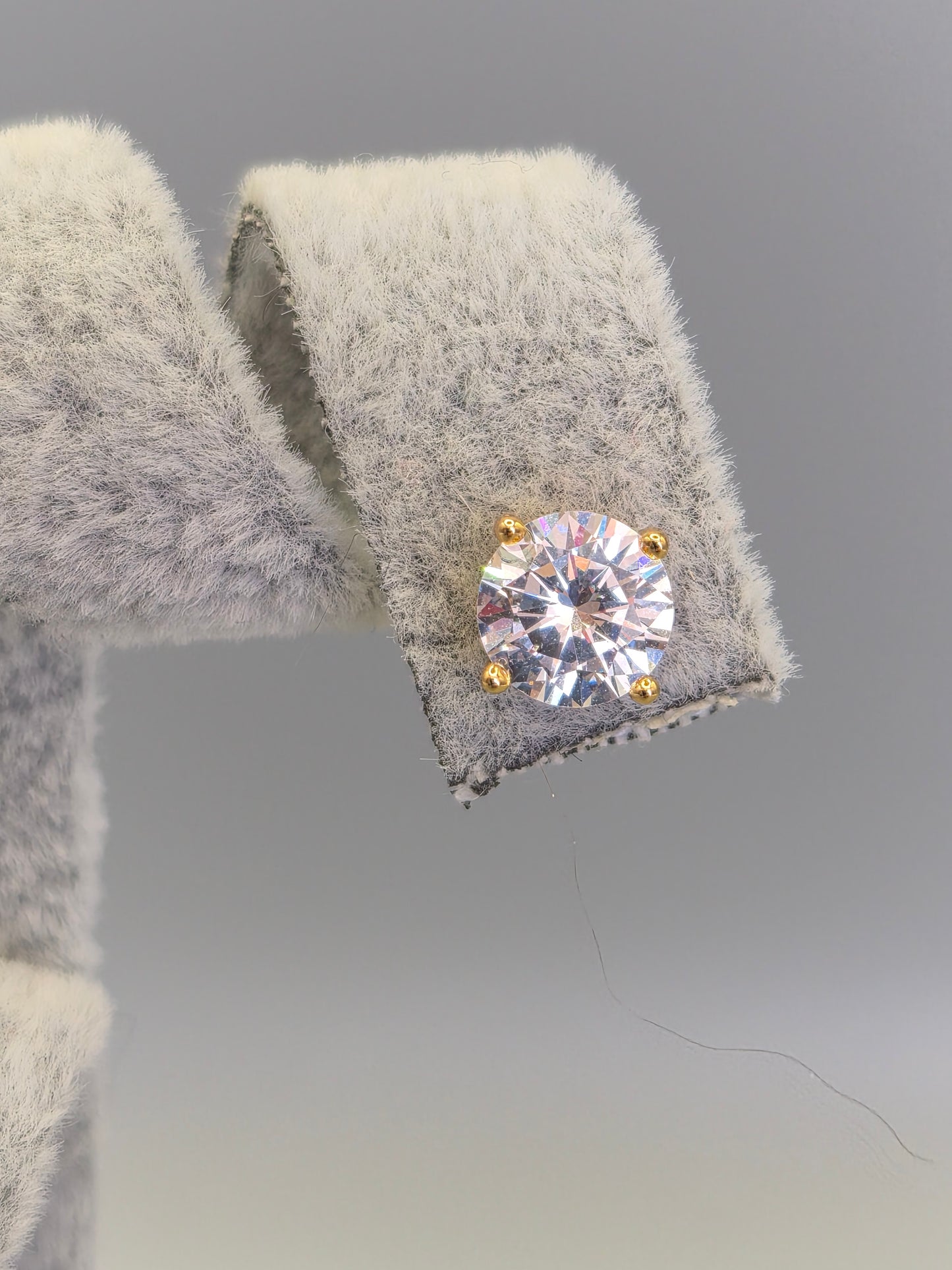 Round Brilliant Cubic Zirconia Stud Earrings Yellow Set