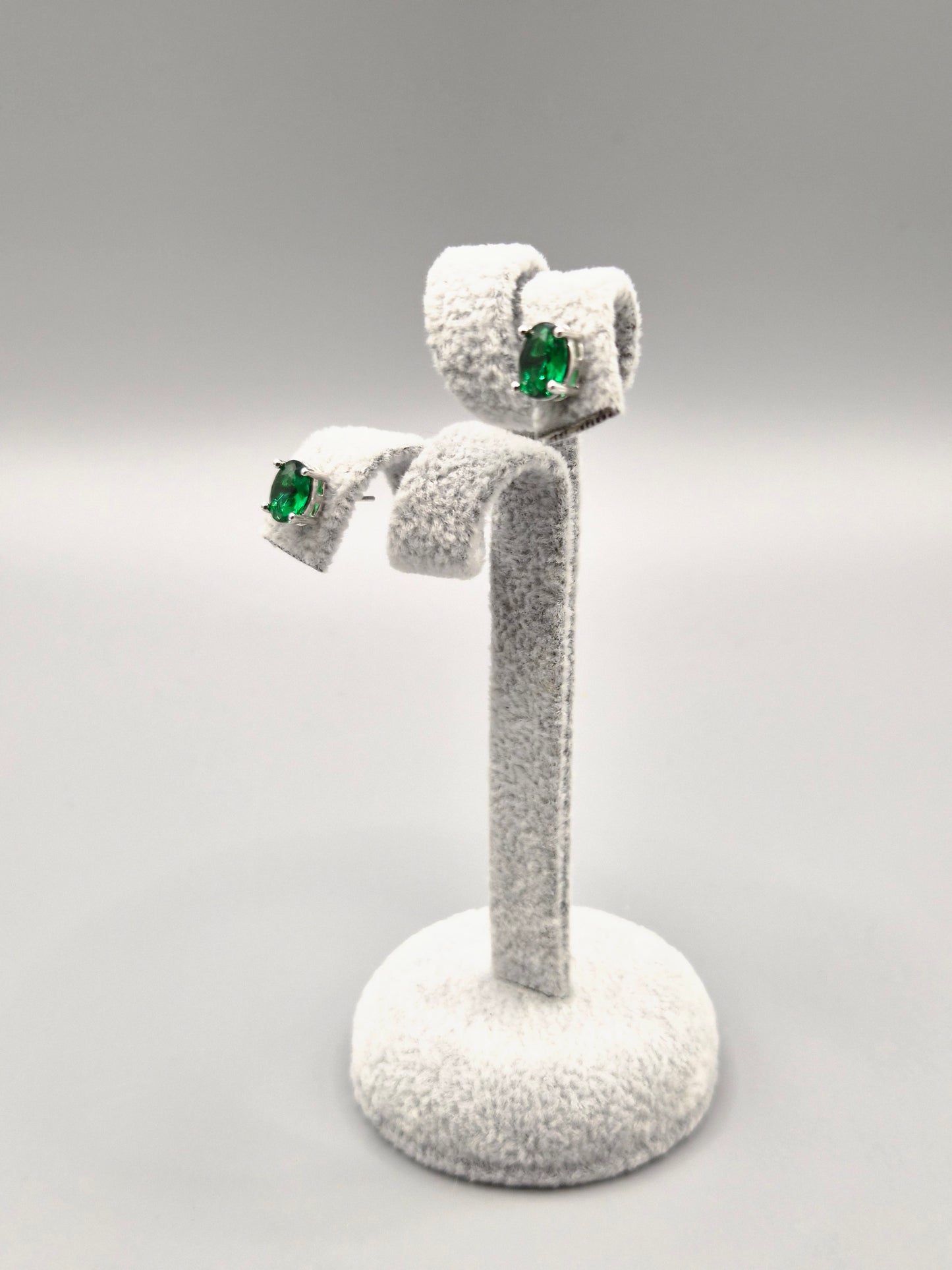 Oval Green Cubic Zirconia Stud Earrings