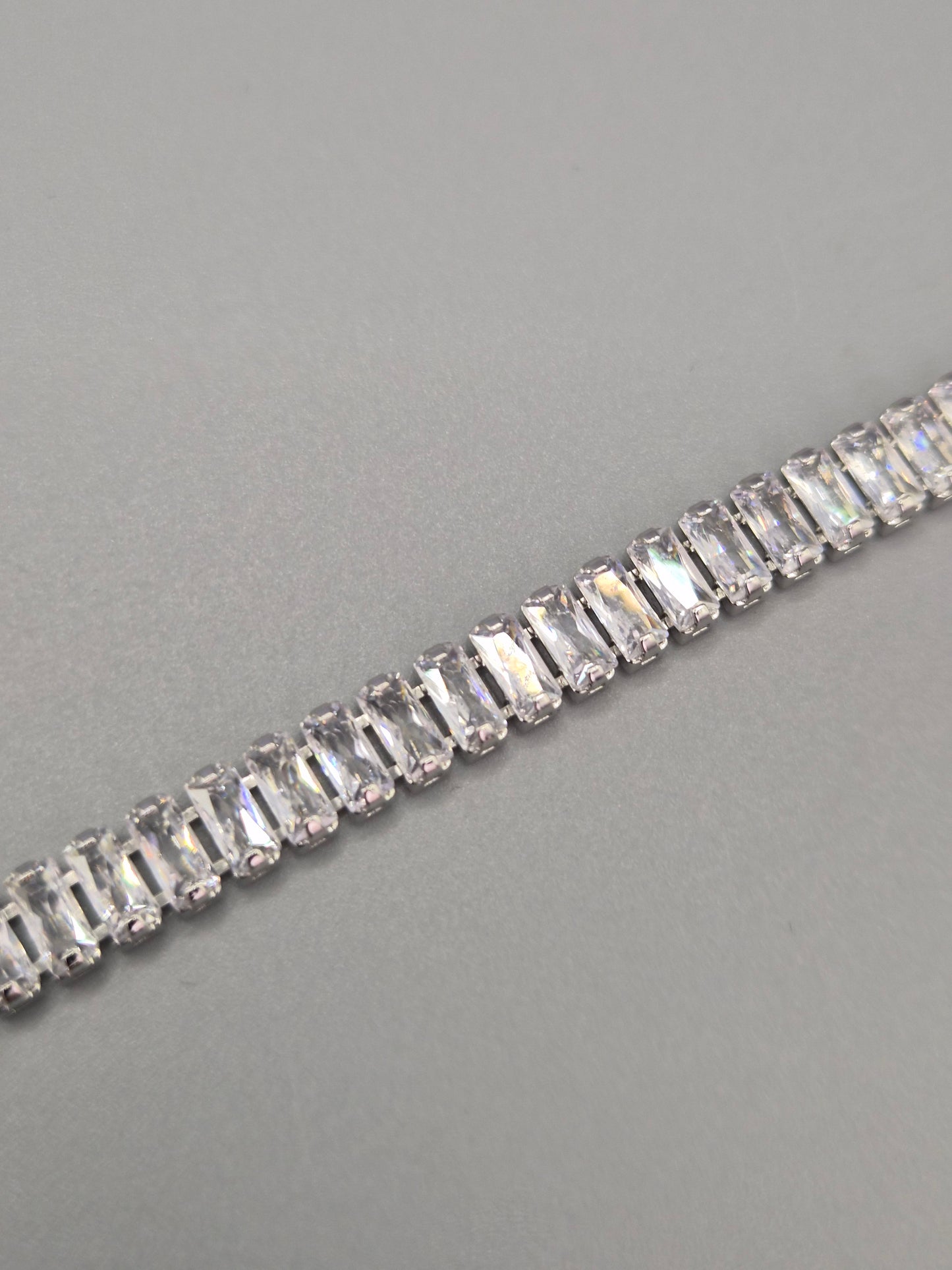 Baguette Cut Cubic Zirconia Line Bracelet