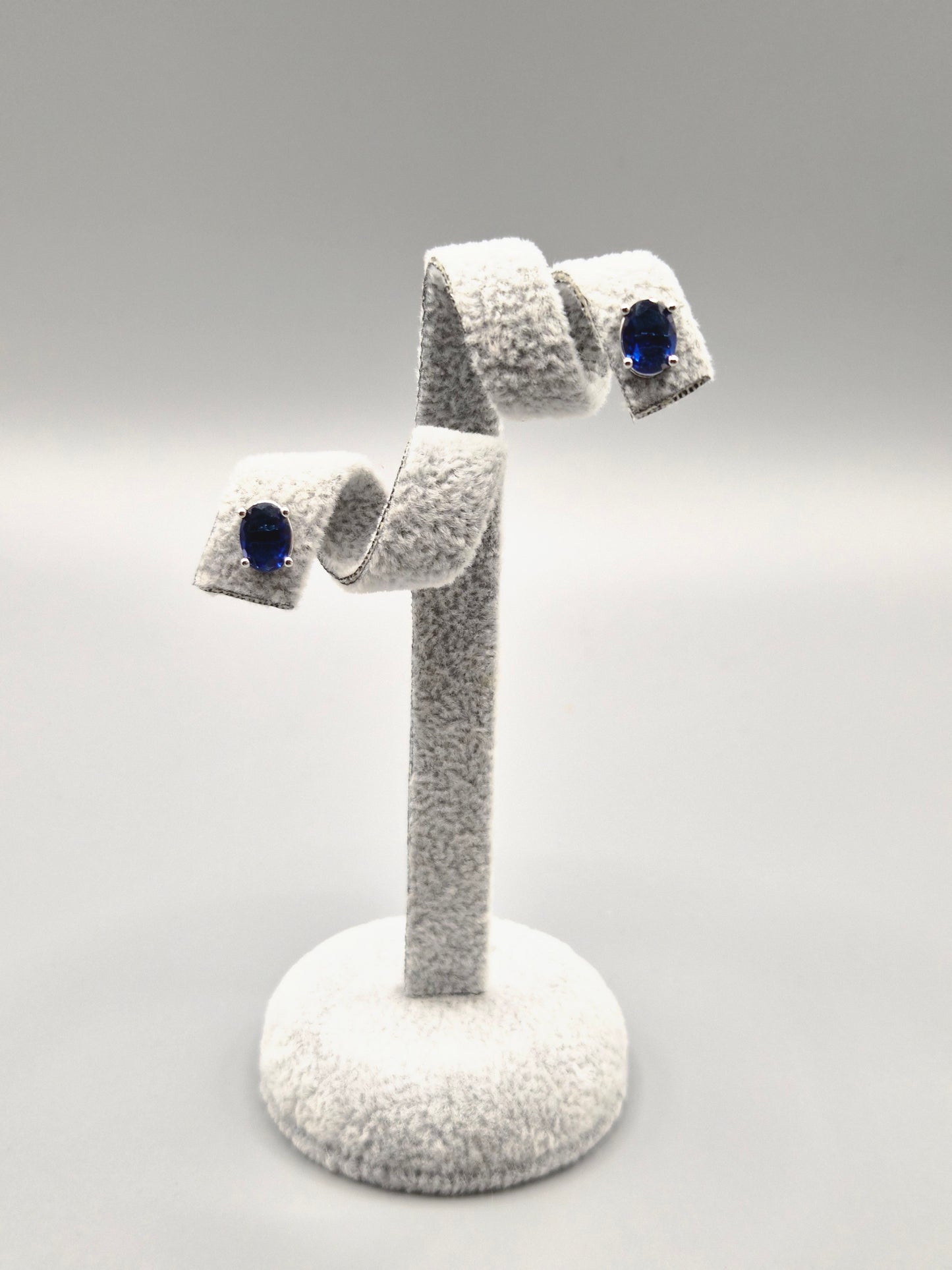 Oval Blue Cubic Zirconia Stud Earrings