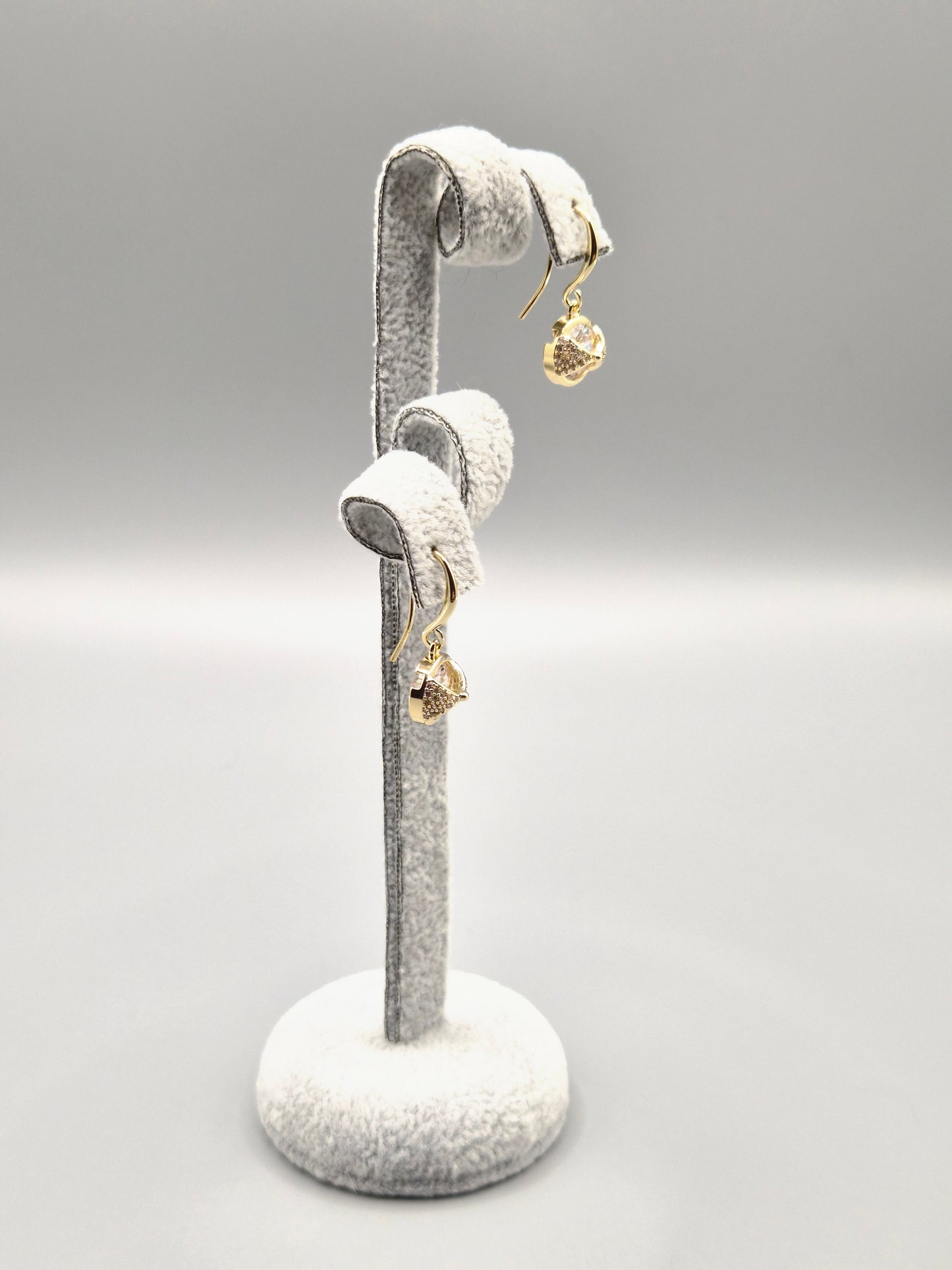 Gold Round Cubic Zirconia With Split Wrap Drop Earrings