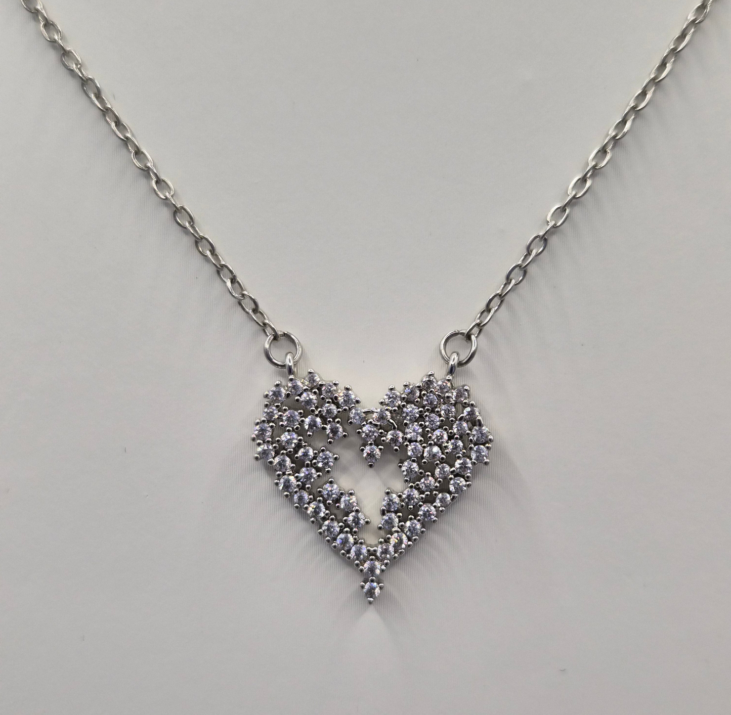 Open Filigree Heart Cubic Zirconia Pendant
