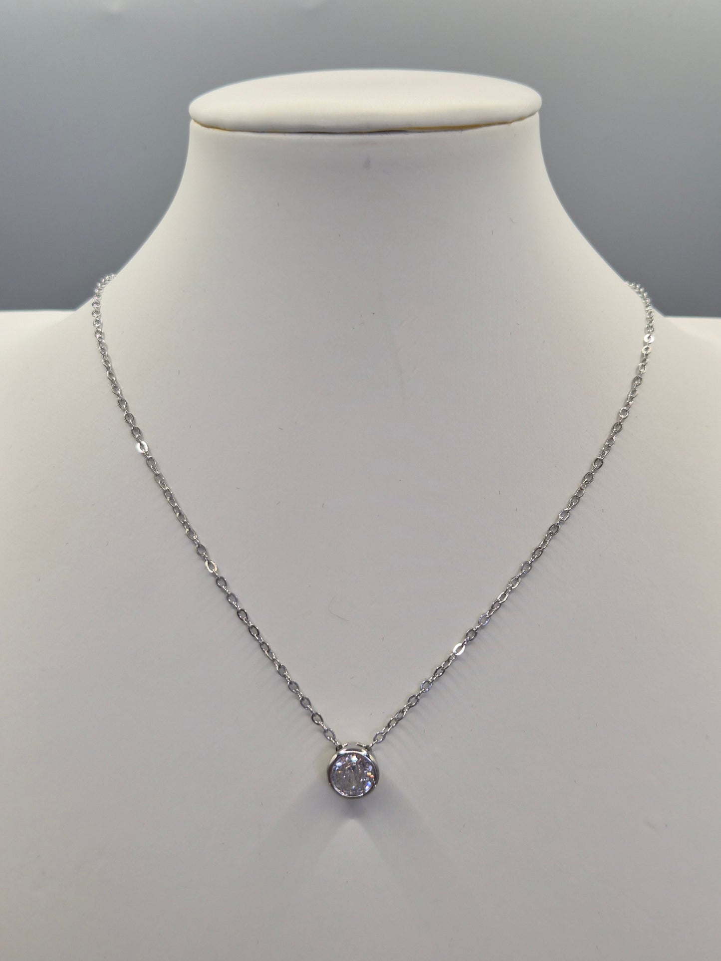 Bezel Set Solitaire Cubic Zirconia Pendant