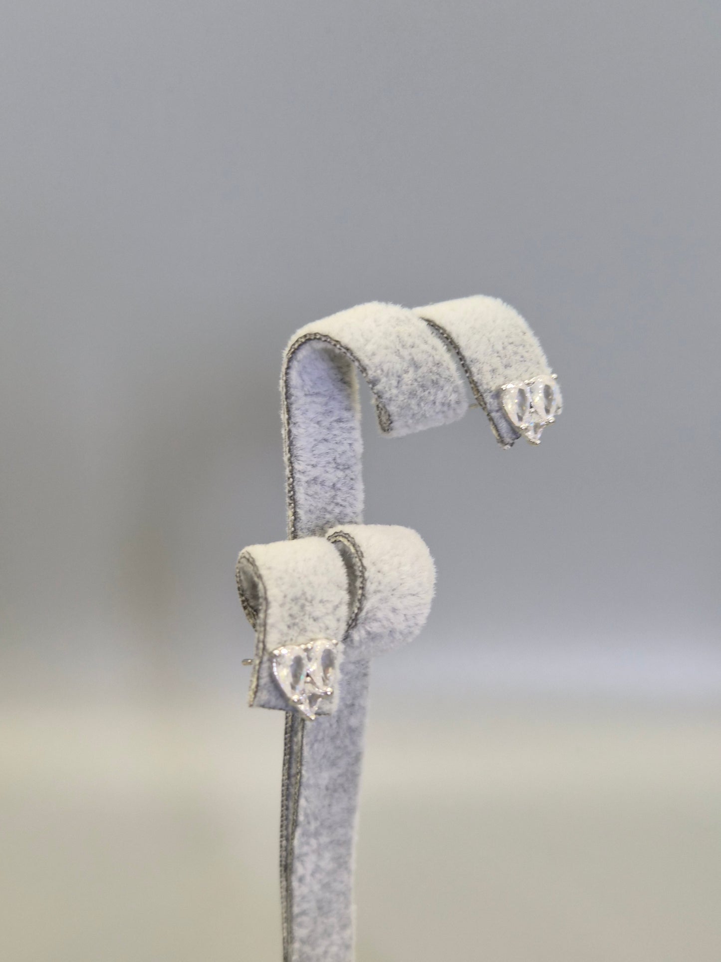 Heart Cubic Zirconia Stud Earrings, Pear & Princess Cut Design
