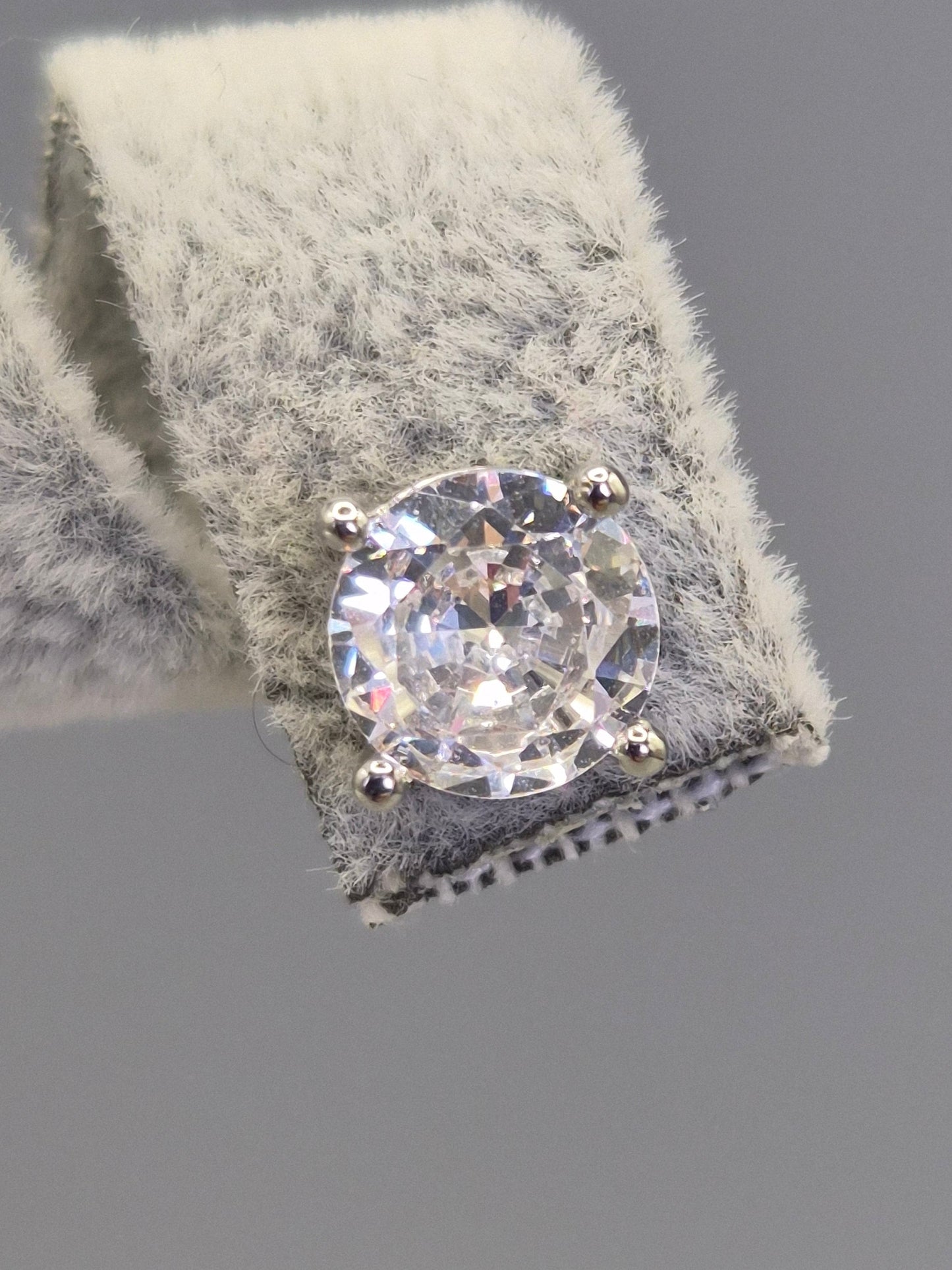 Round Brilliant Cut Cubic Zirconia Double Claw Set Stud Earrings