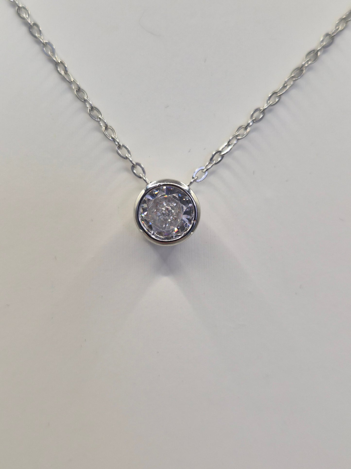 Bezel Set Solitaire Cubic Zirconia Pendant