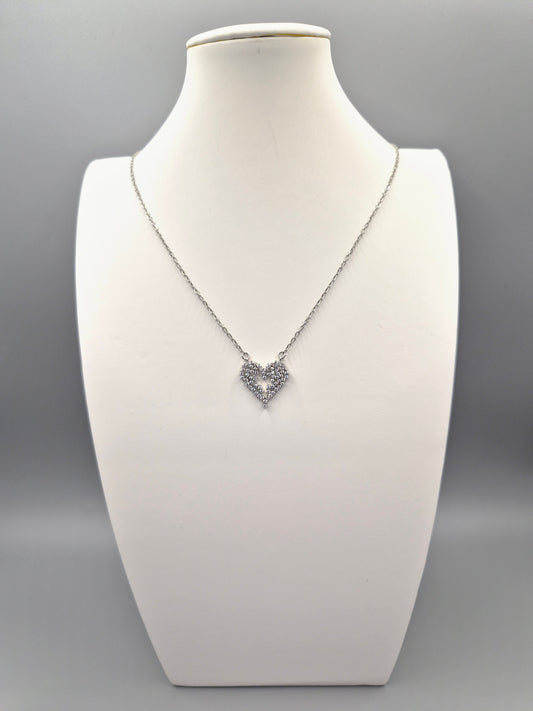 Open Filigree Heart Cubic Zirconia Pendant