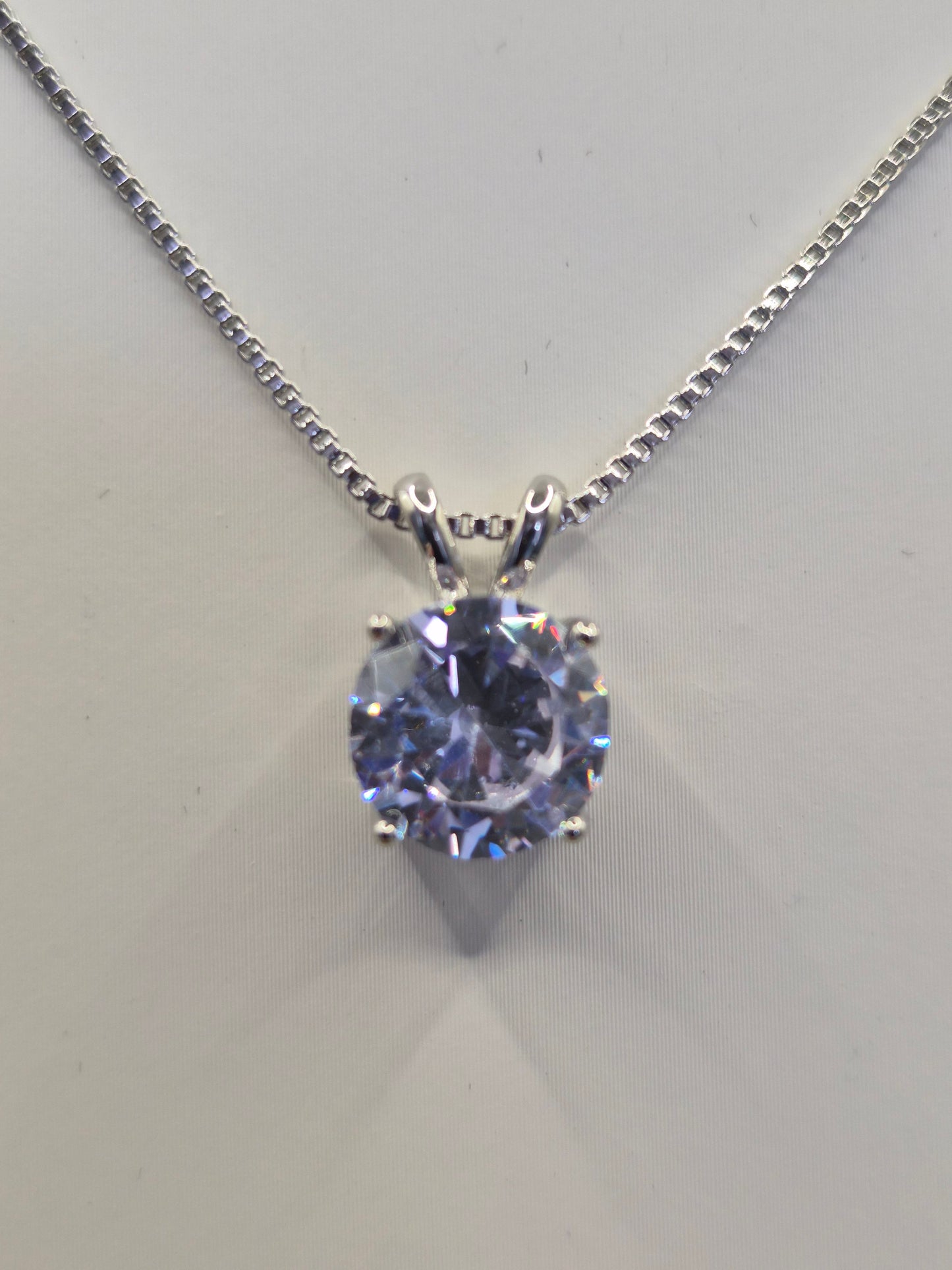Cubic Zirconia Solitaire Claw Set Pendant
