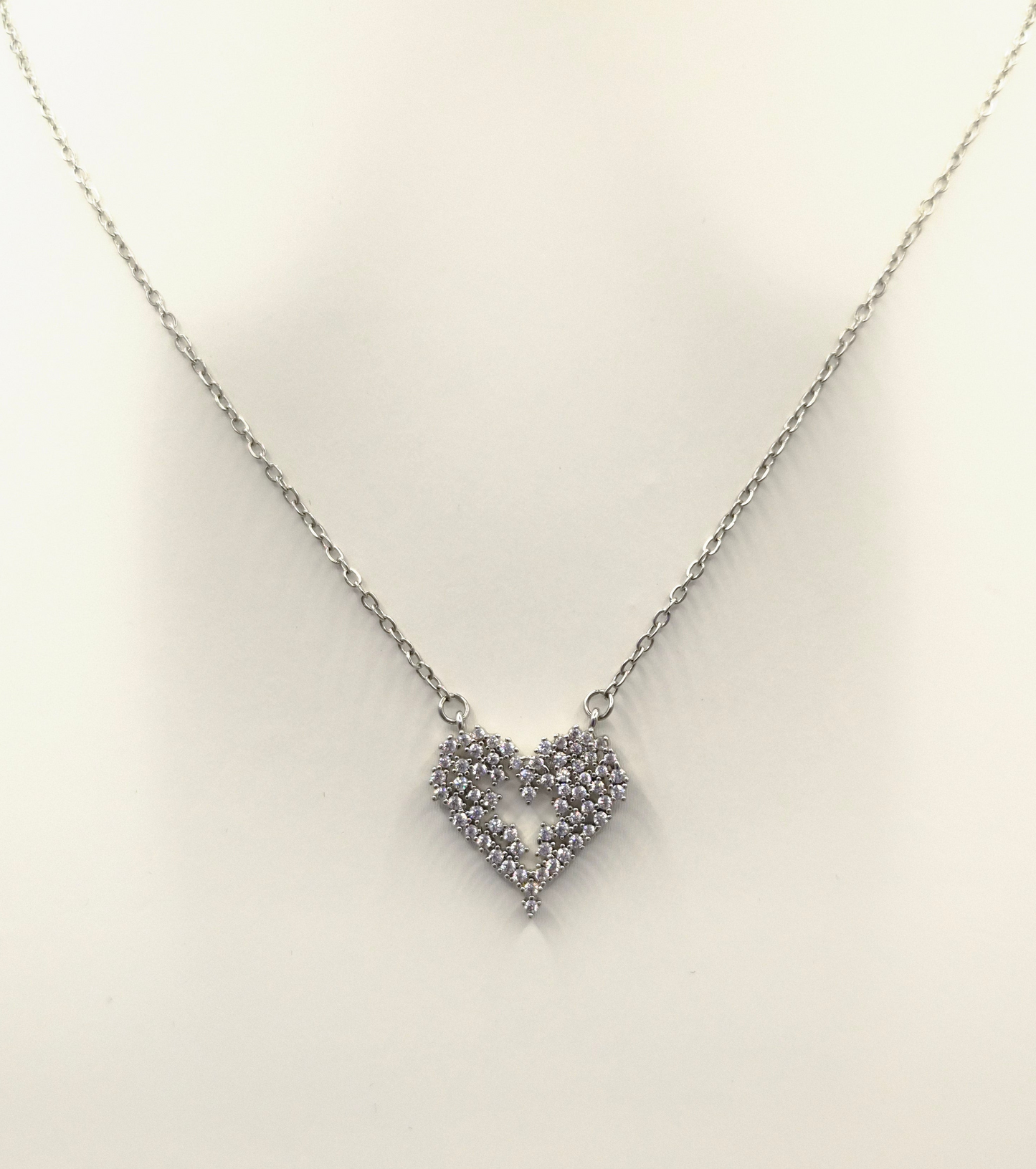 Open Filigree Heart Cubic Zirconia Pendant