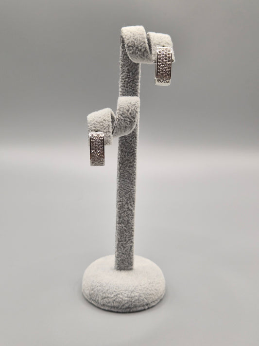 Double Sided Cubic Zirconia Oval Hoop Earrings