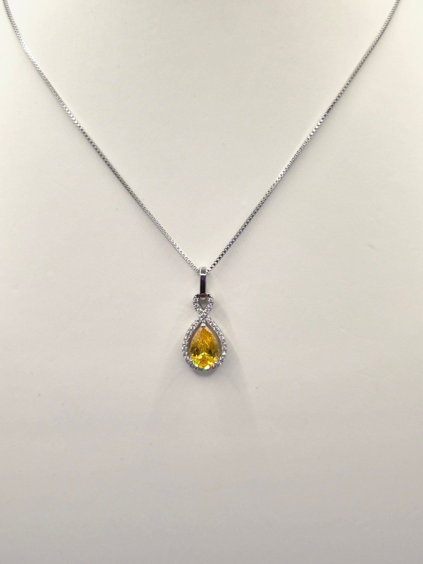 Yellow Pear Cut Cubic Zirconia Pendant