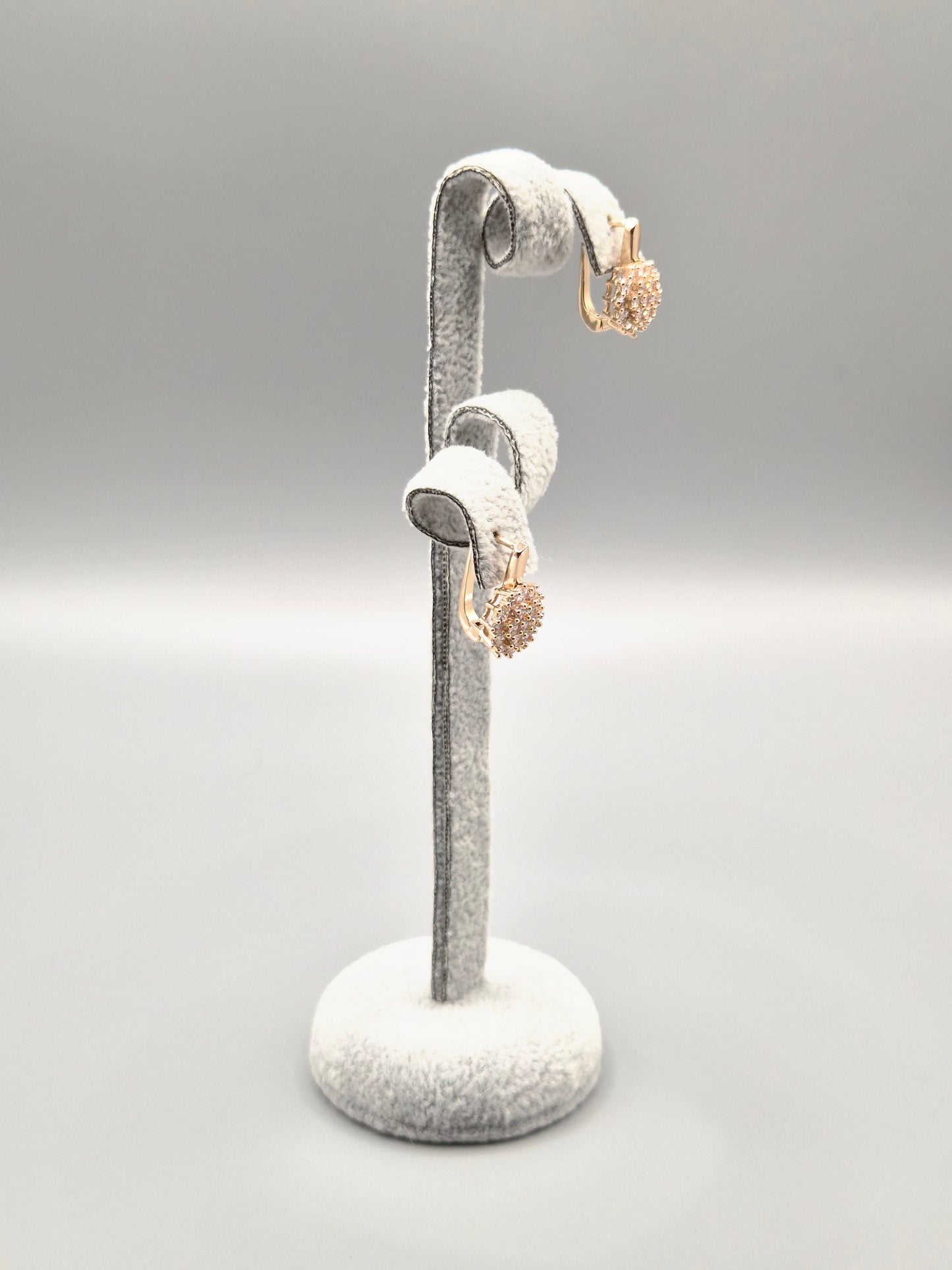 Gold Circle Bead Set Cubic Zirconia Huggie Hoop Earrings