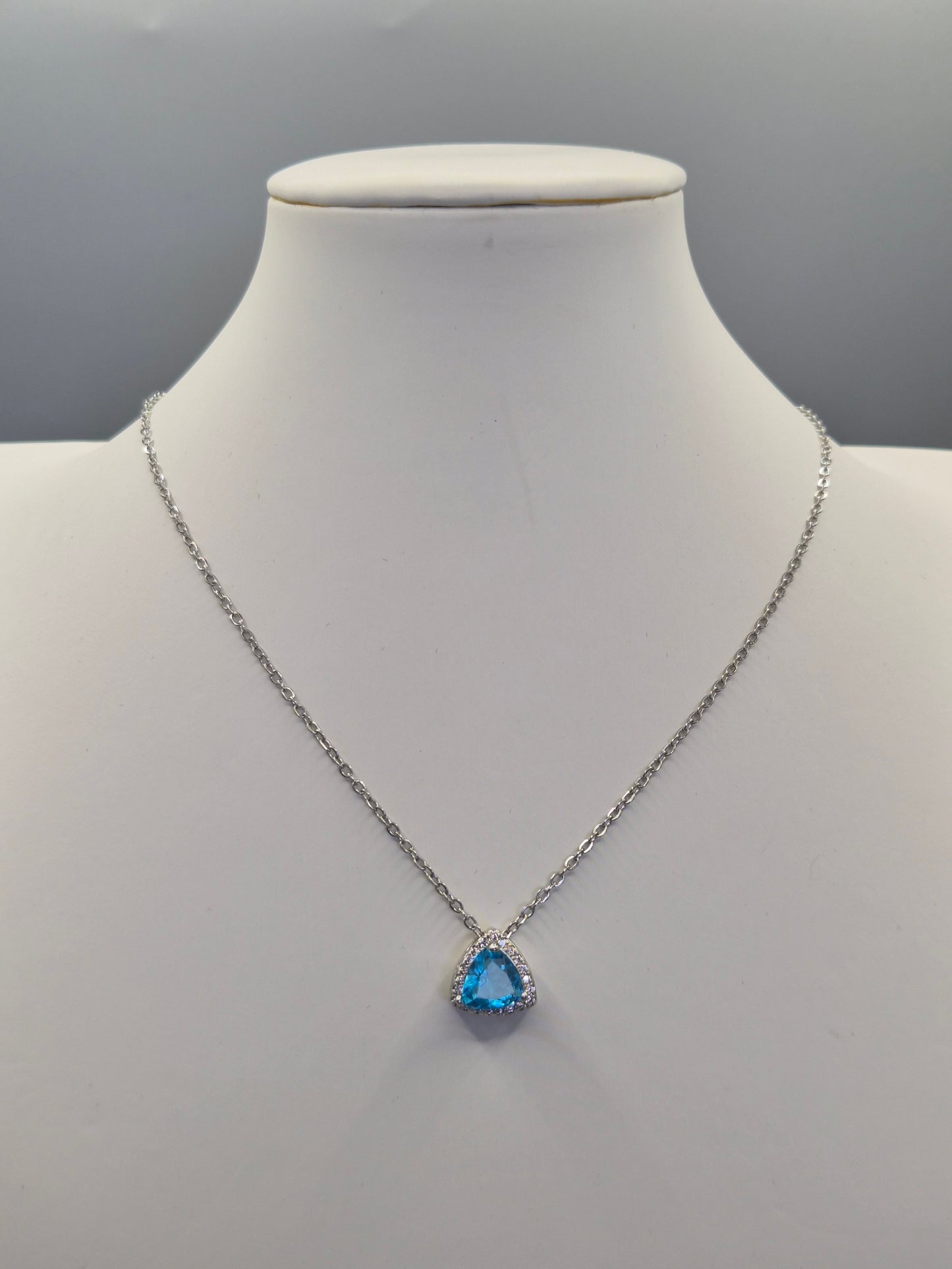 Blue Trilliant & Round Cubic Zirconia Pendant