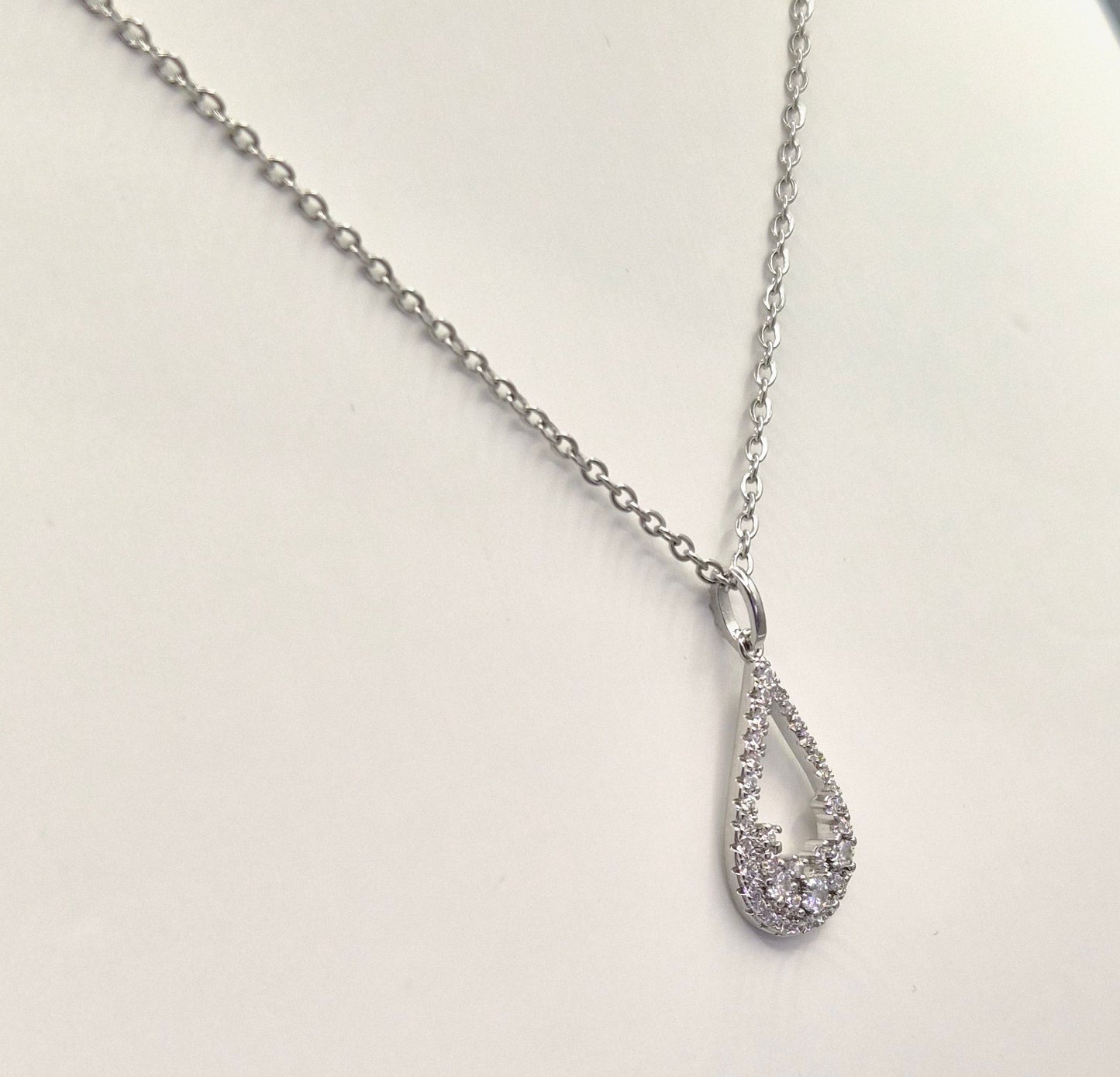 Pear Filigree Round Cubic Zirconia Pendant