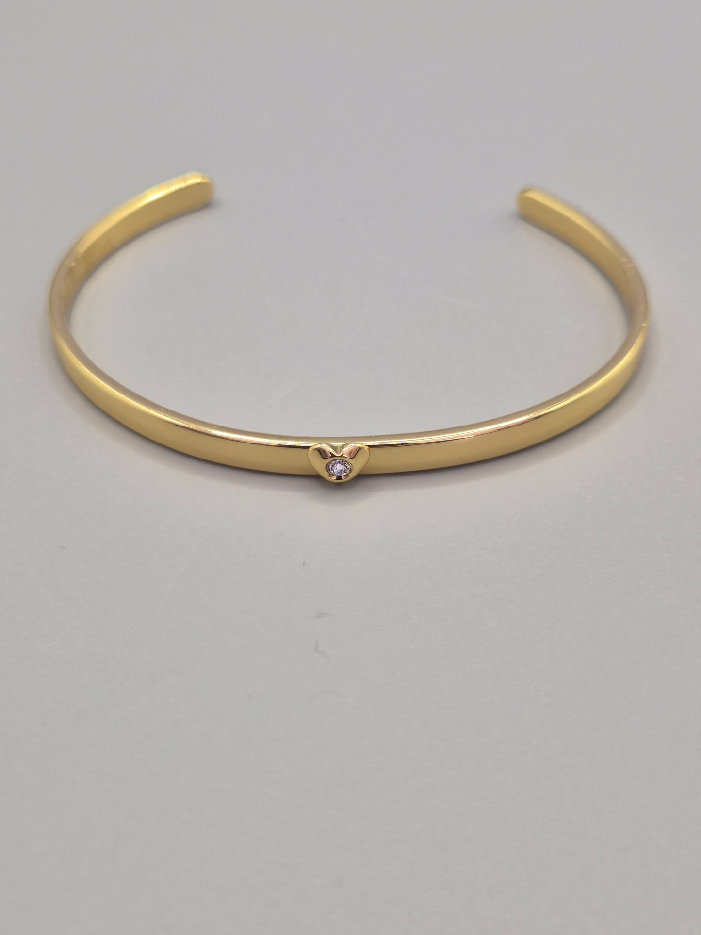 Torque Bangle With Heart Design Set With Cubic Zirconia Yellow Set