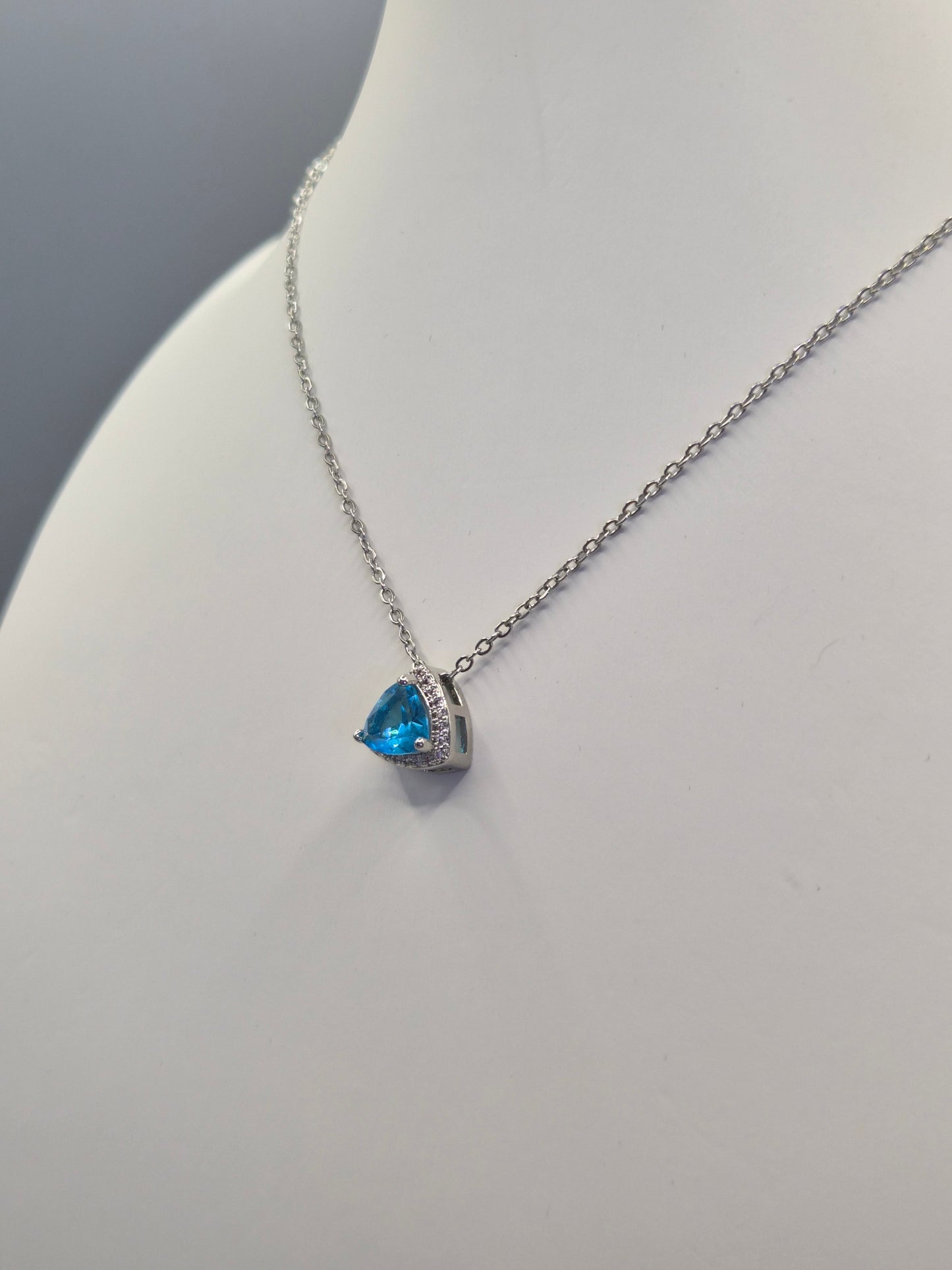 Blue Trilliant & Round Cubic Zirconia Pendant