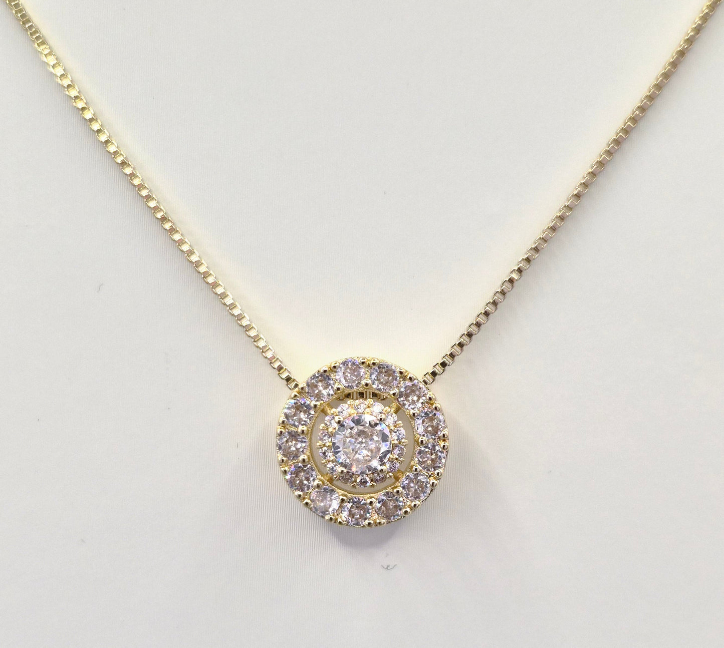 Trilogy Halo Yellow Set Cubic Zirconia Pendant