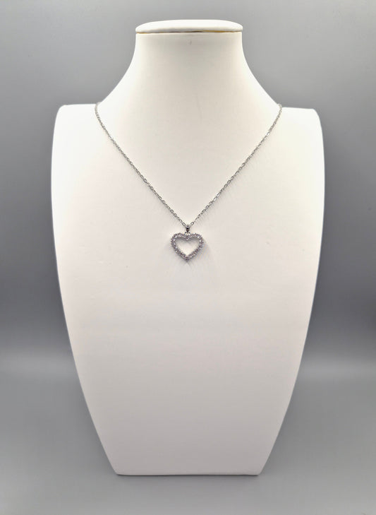 Open Heart Cubic Zirconia Pendant