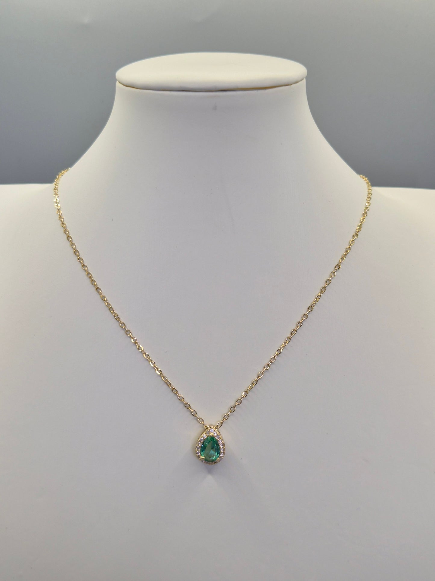 Jasmine Green Pear Shaped & Round Brilliant Cut Cubic Zirconia Pendant - Yellow
