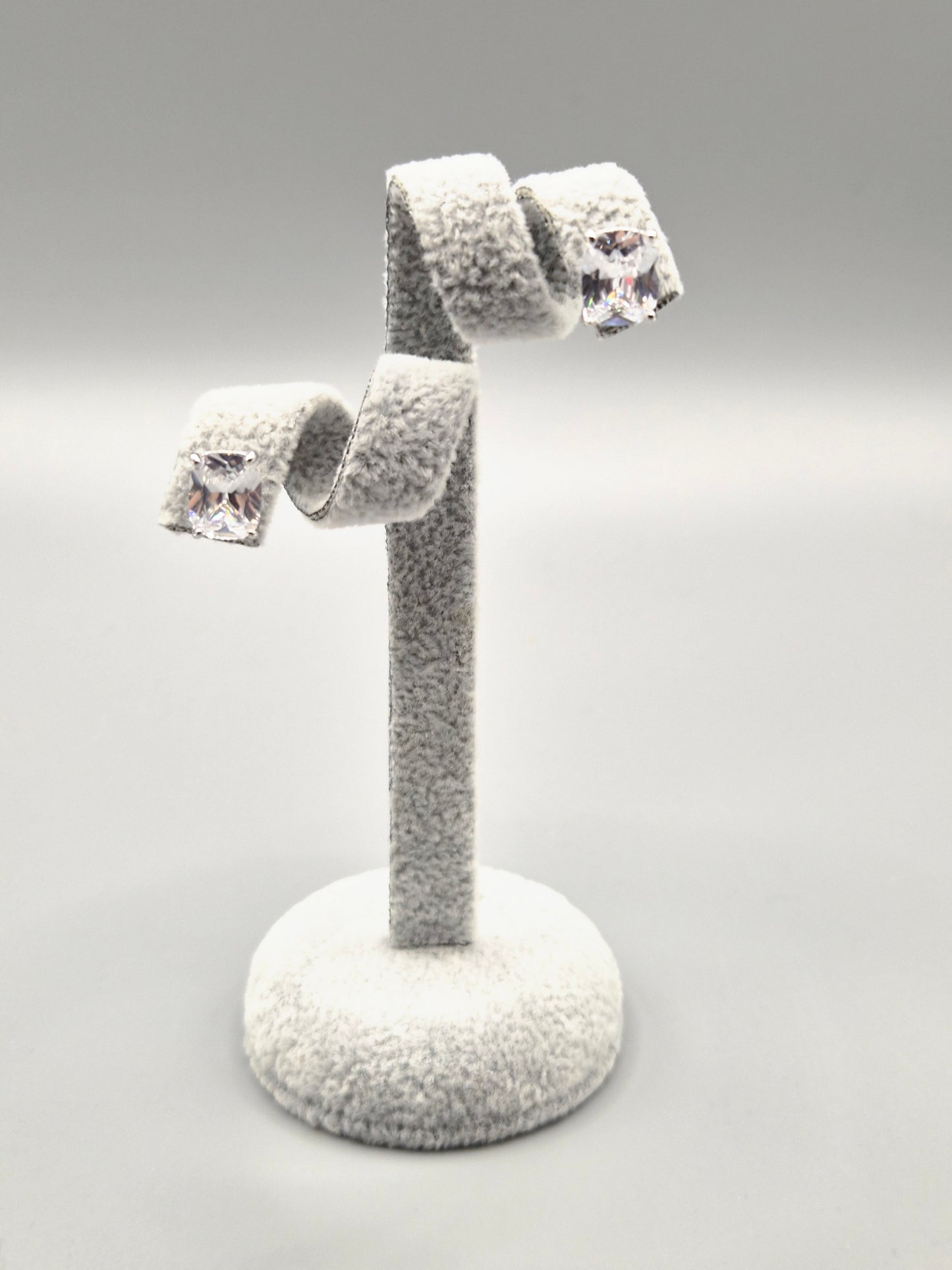 Radiant Cut Cubic Zirconia Stud Earrings