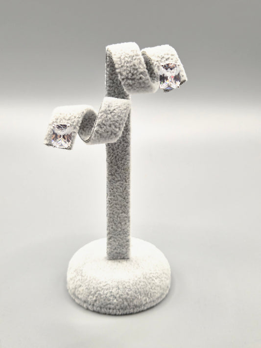 Radiant Cut Cubic Zirconia Stud Earrings