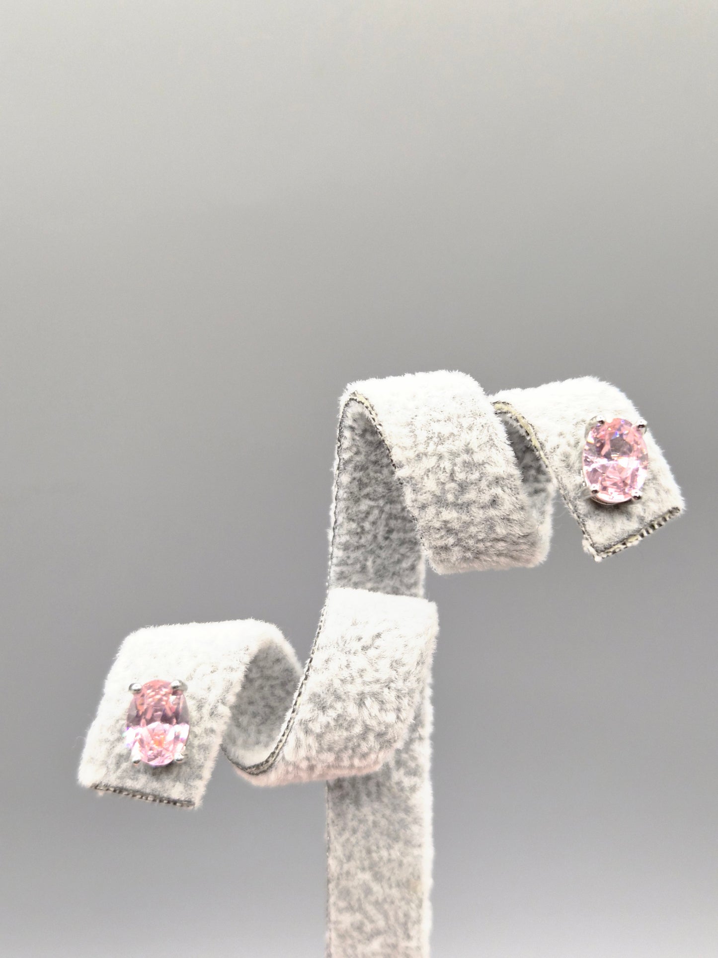 Oval Pink Cubic Zirconia Stud Earrings