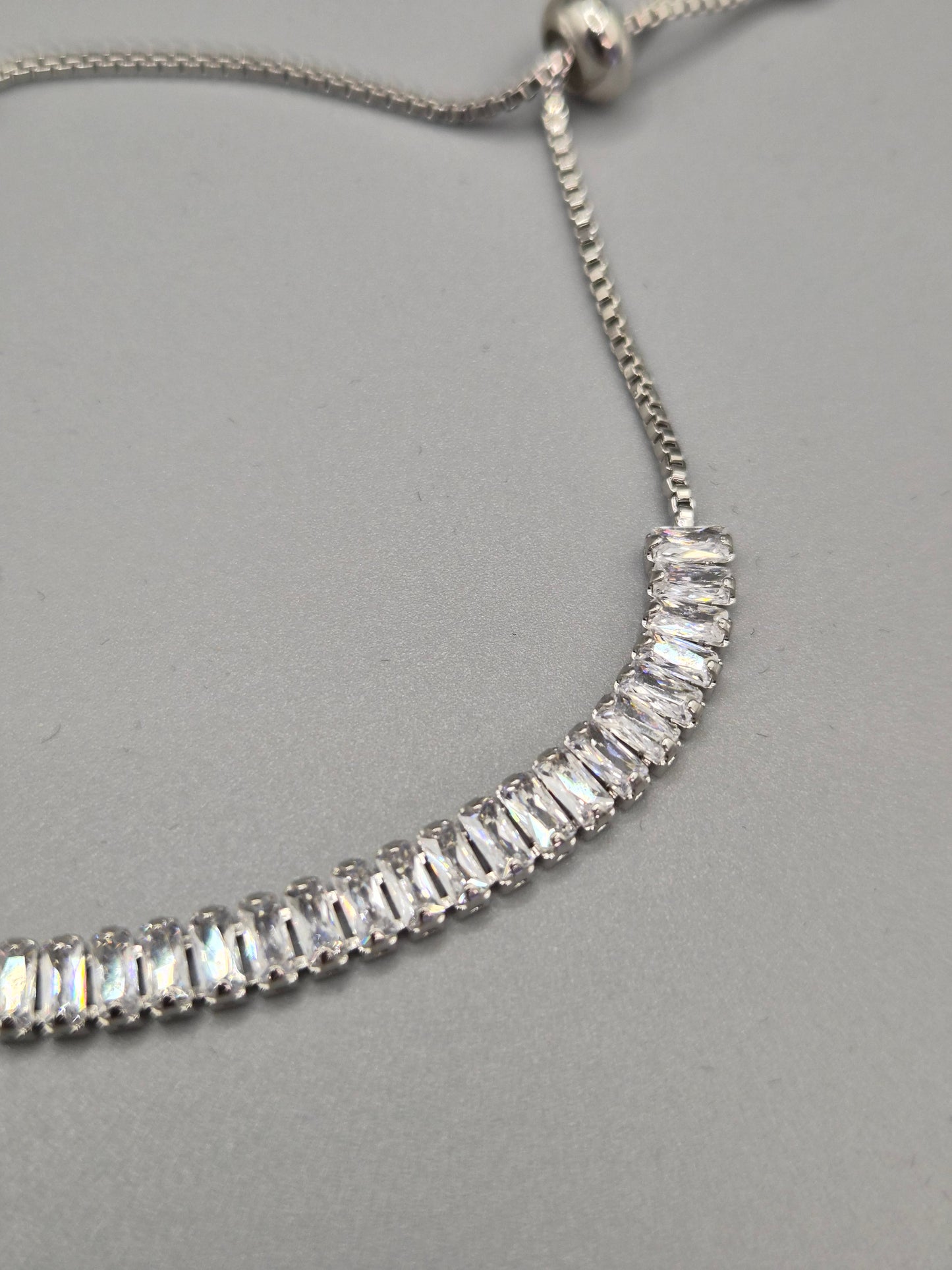 Baguette Cut Cubic Zirconia Adjustable Bracelet