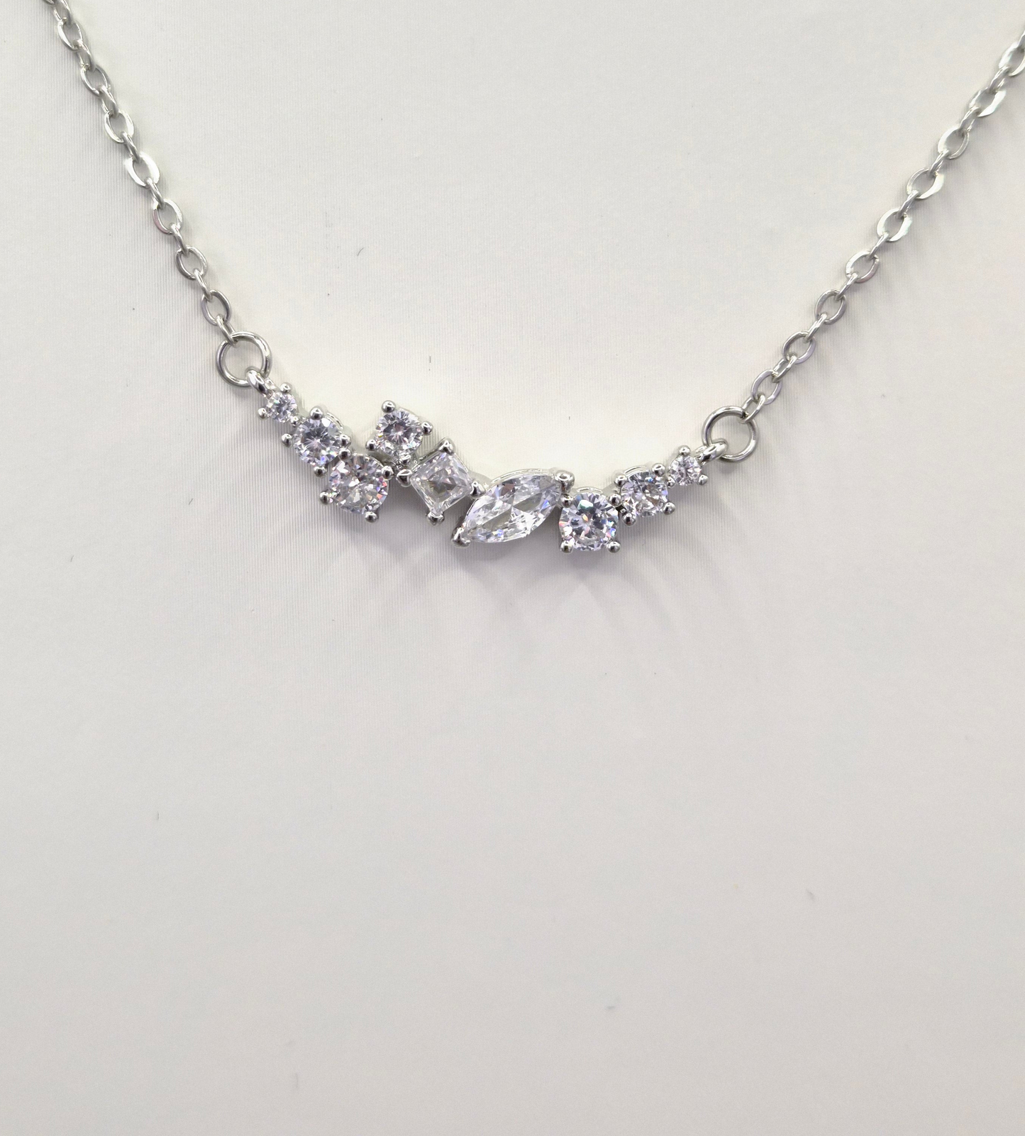 Curved Marquise, Round & Princess Cut Cubic Zirconia Pendant