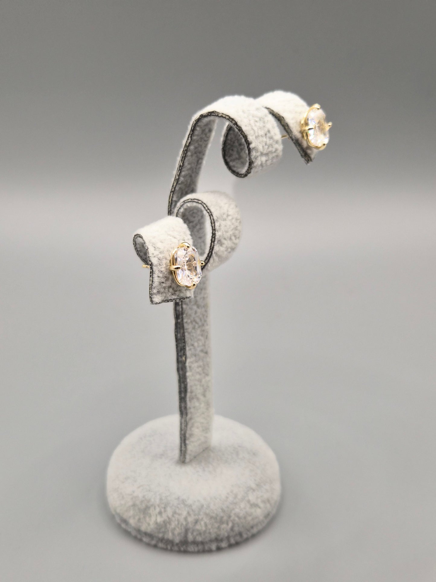 Radiant Cut Cubic Zirconia Gold Plated Stud Earrings