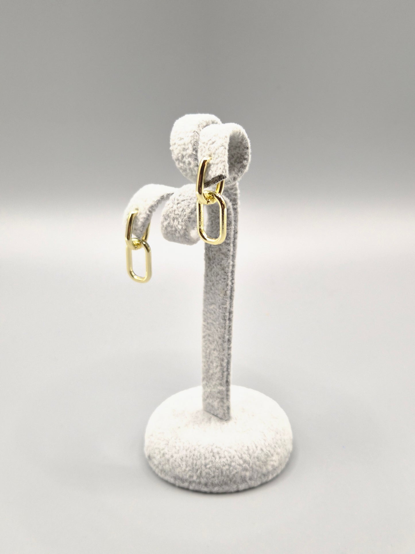 Double Link Gold Plated Drop Earrings