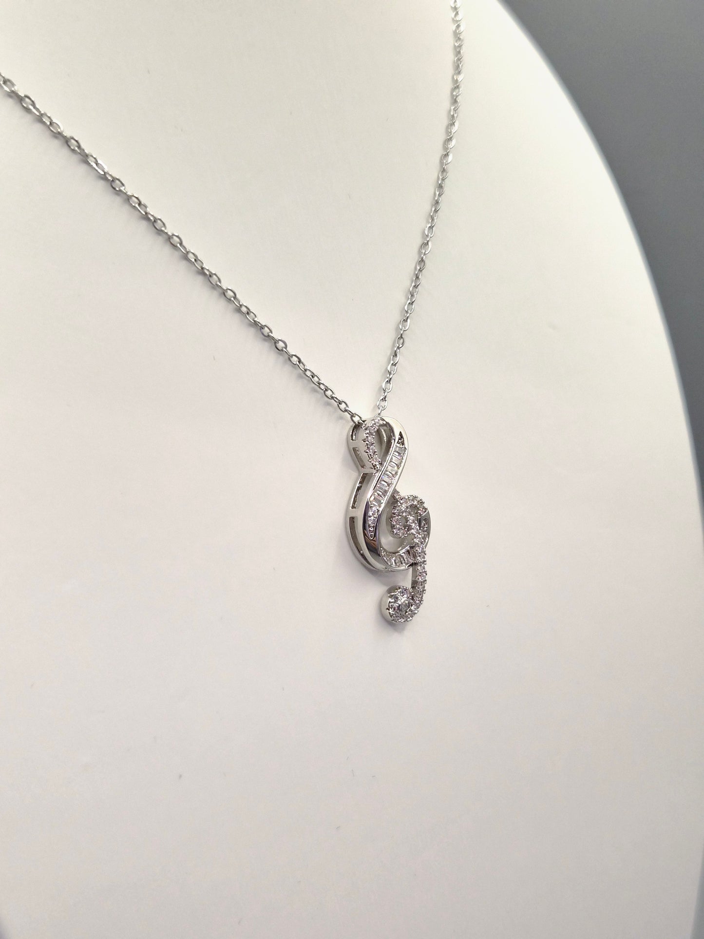 Music Note Cubic Zirconia Pendant