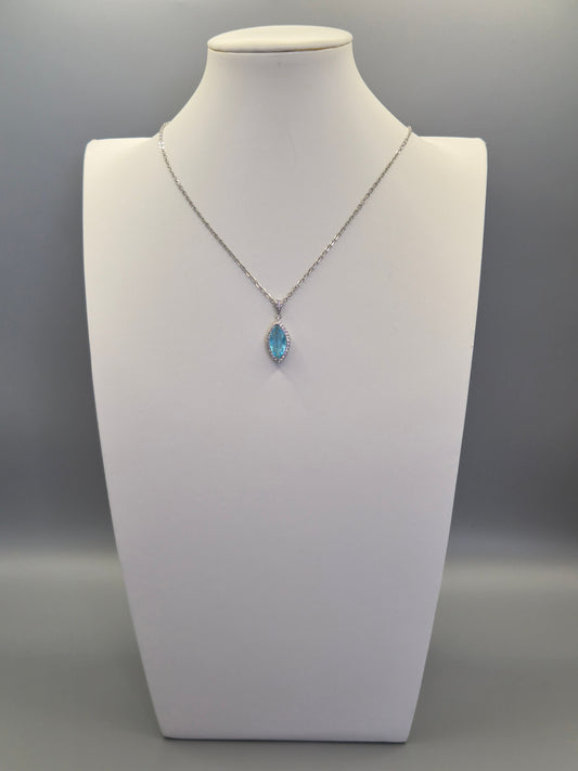 Ocean Blue Marquise Cut & Round Cubic Zirconia Pendant