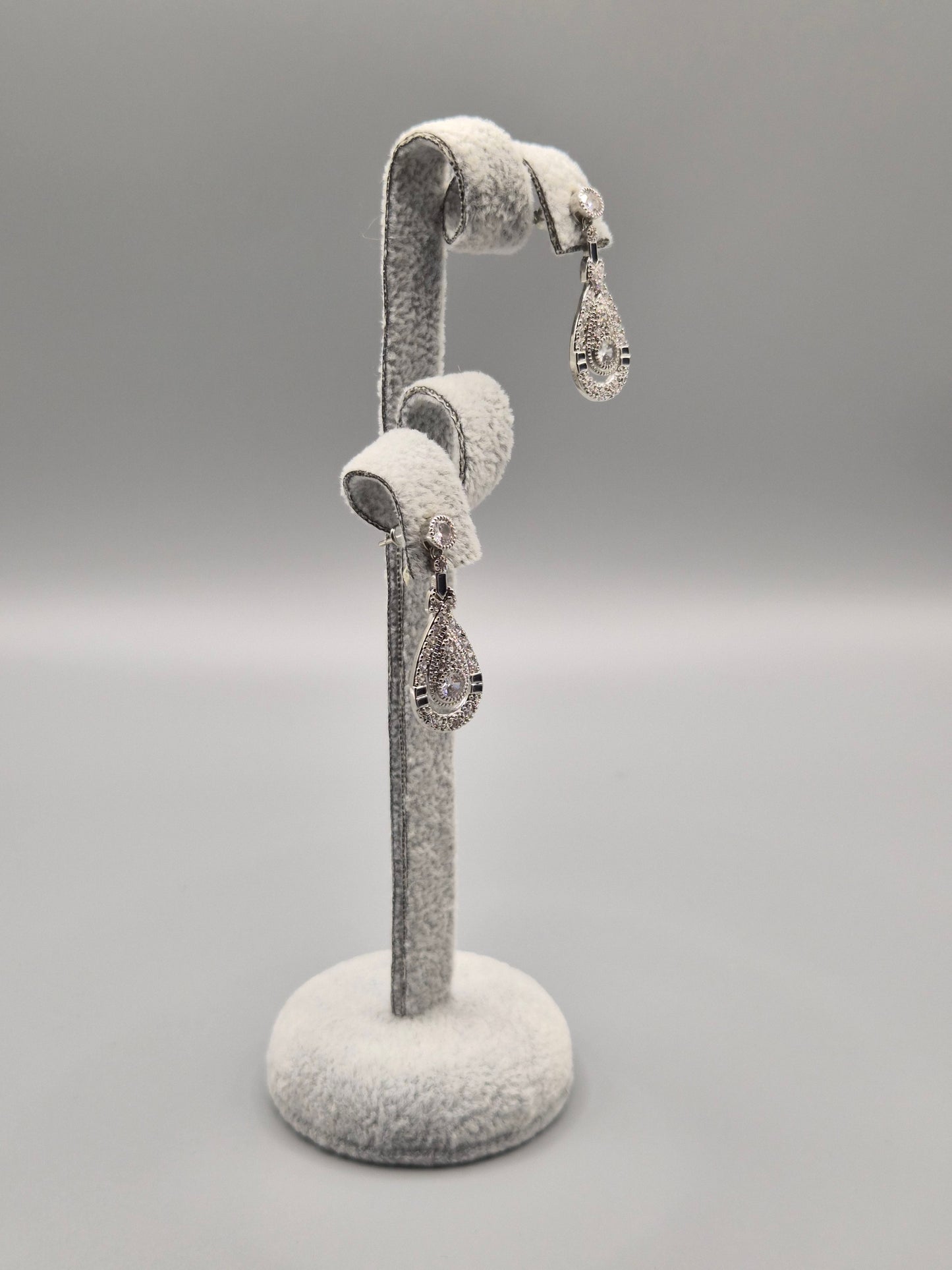 Pear Shaped Cubic Zirconia Drop Earrings