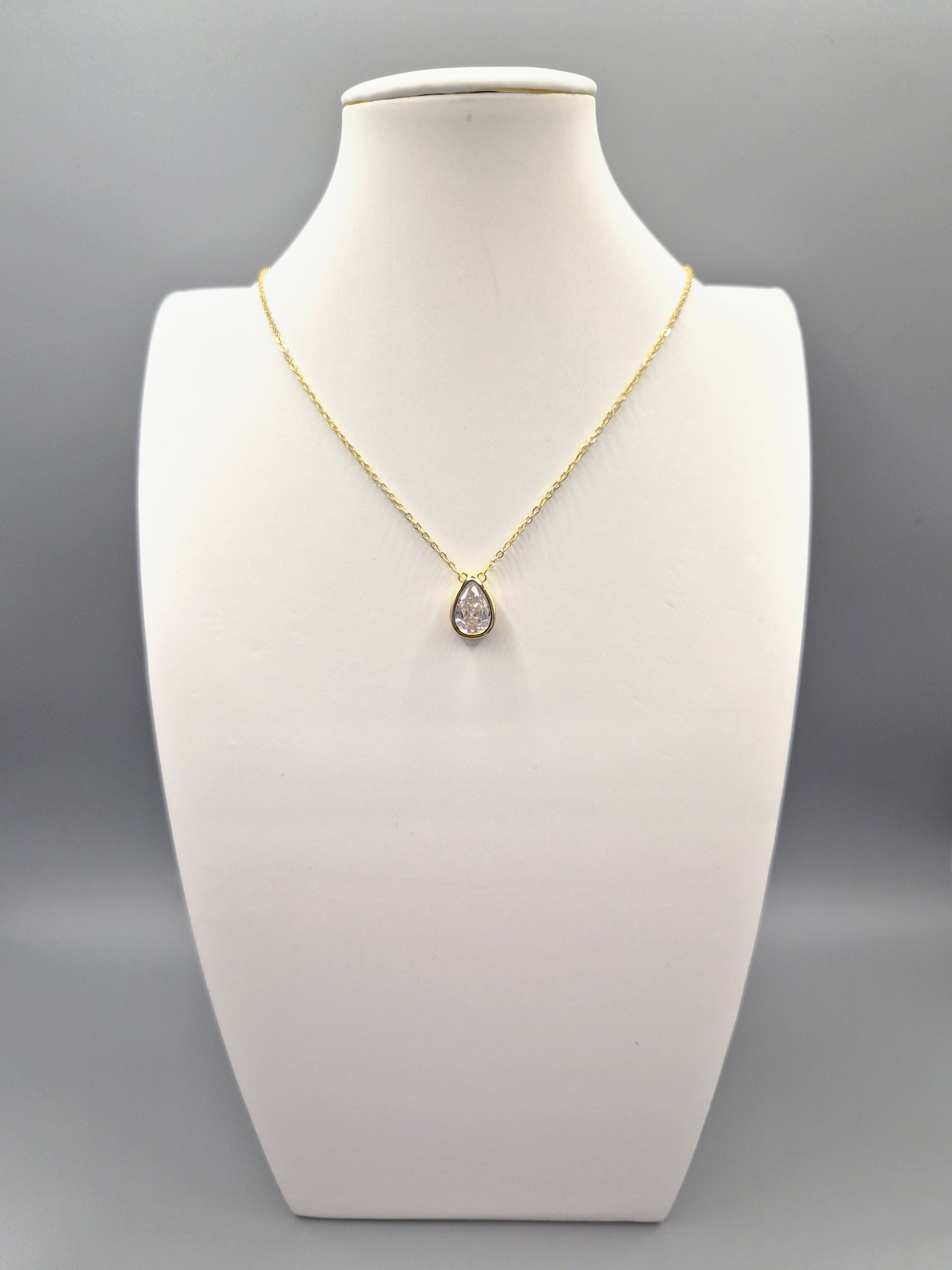 Pear Bezel Yellow Set Cubic Zirconia Pendant