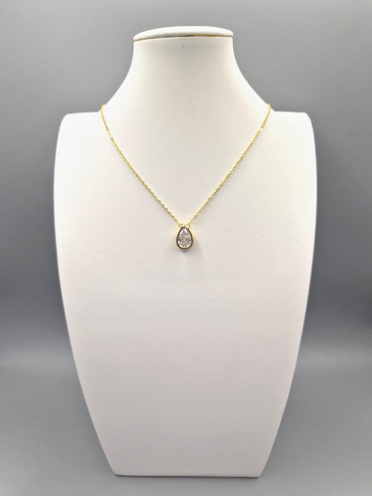Pear Bezel Yellow Set Cubic Zirconia Pendant