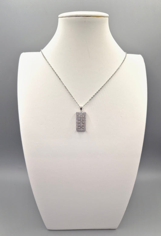 Rectangular Double Row Cubic Zirconia Drop Pendant