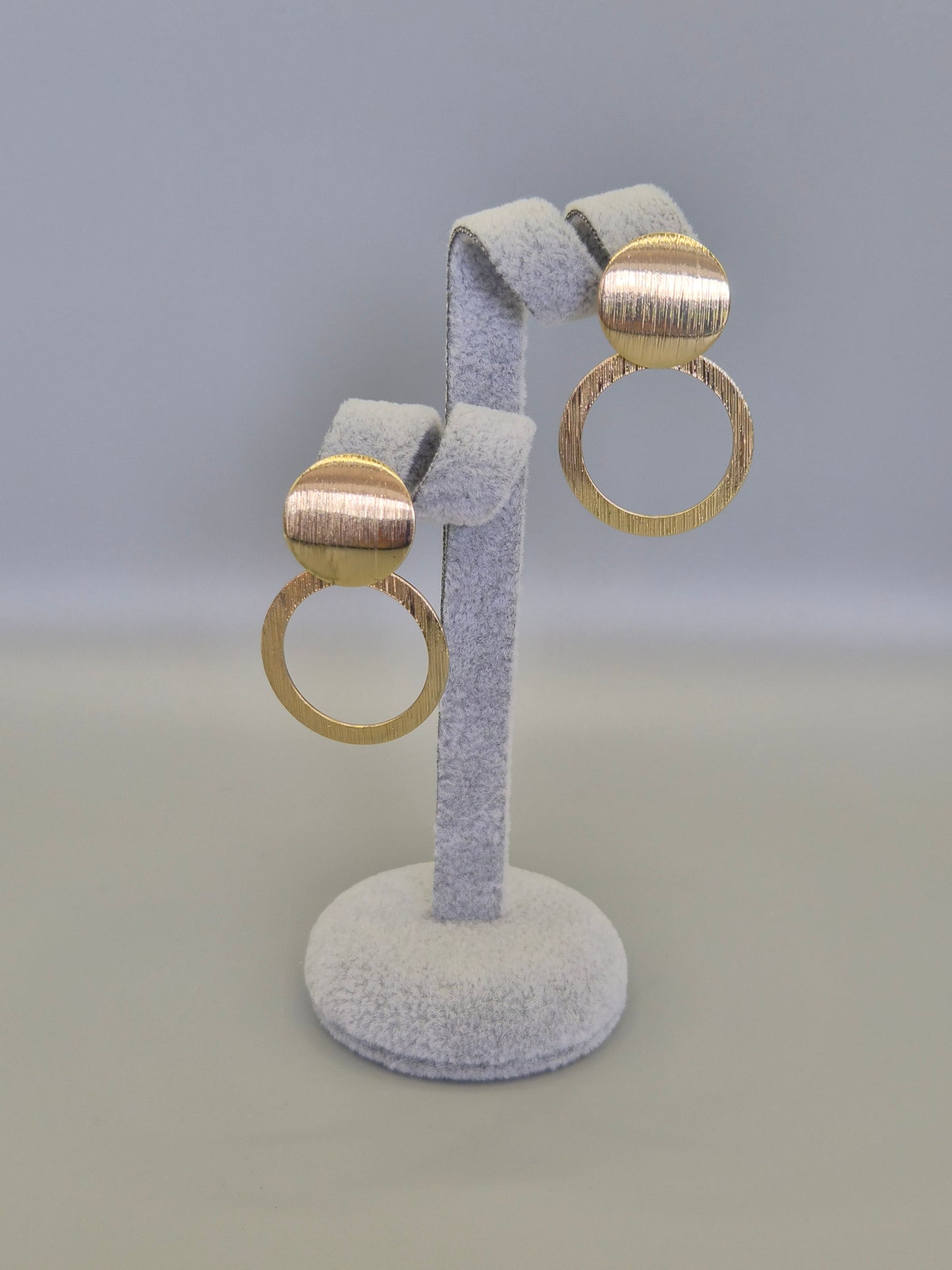 Closed & Open Circle Drop Earrings Yellow