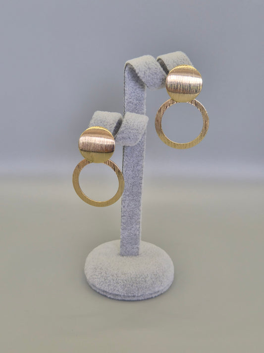 Closed & Open Circle Drop Earrings Yellow