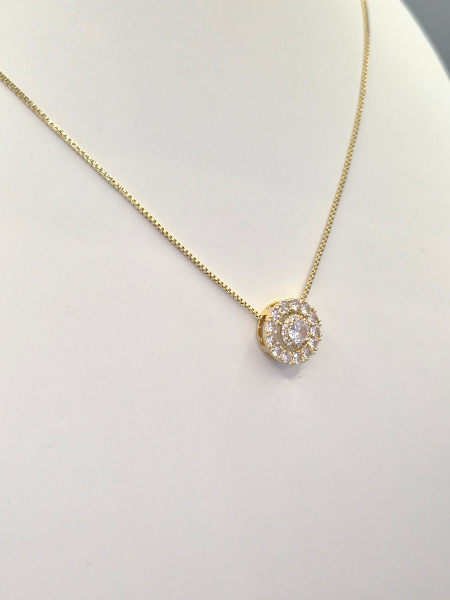 Trilogy Halo Yellow Set Cubic Zirconia Pendant
