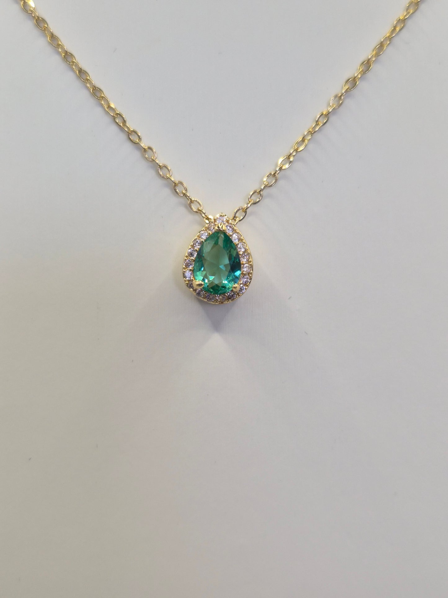 Jasmine Green Pear Shaped & Round Brilliant Cut Cubic Zirconia Pendant - Yellow
