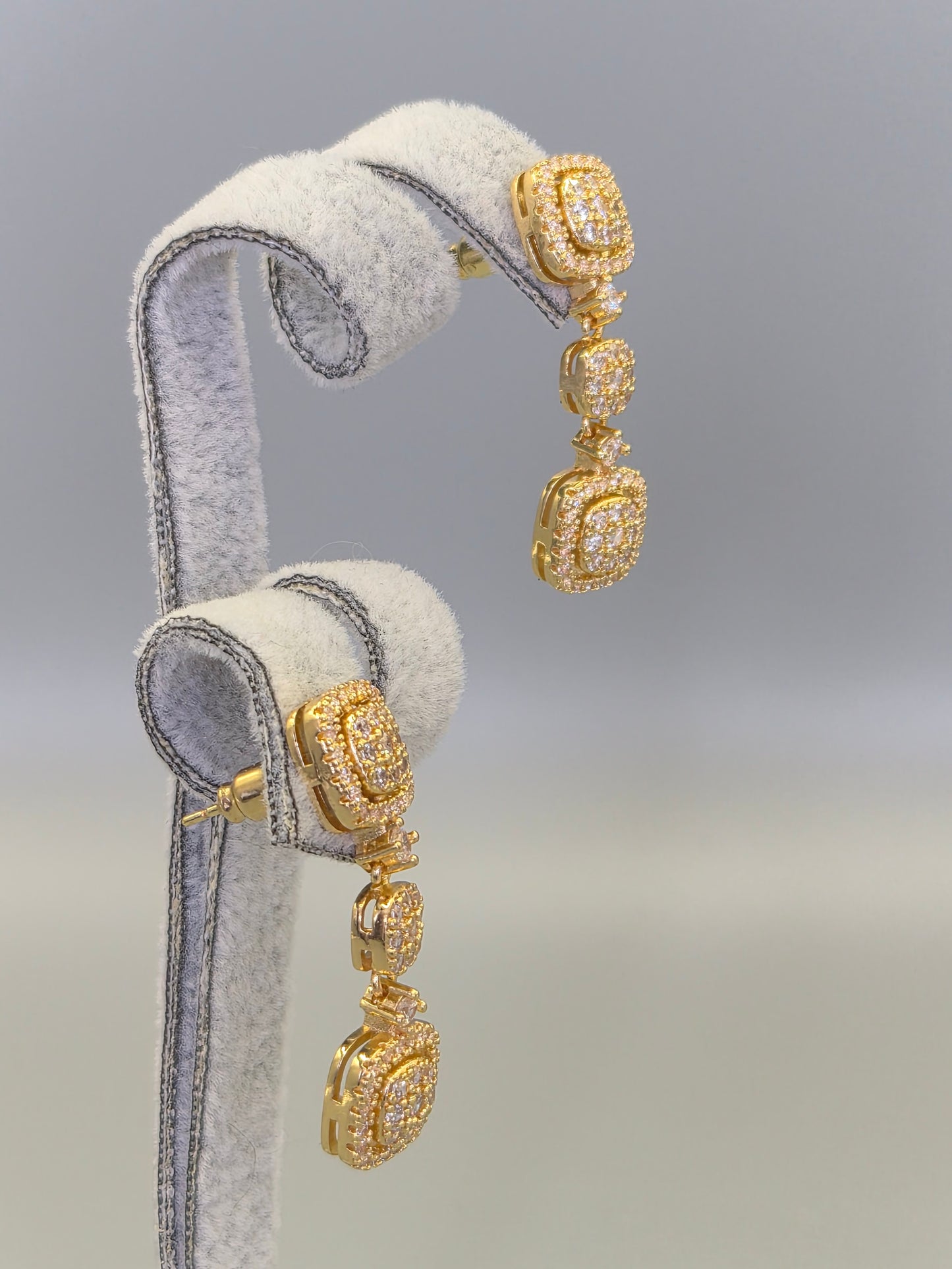 Halo Set Cubic Zirconia Drop Earrings