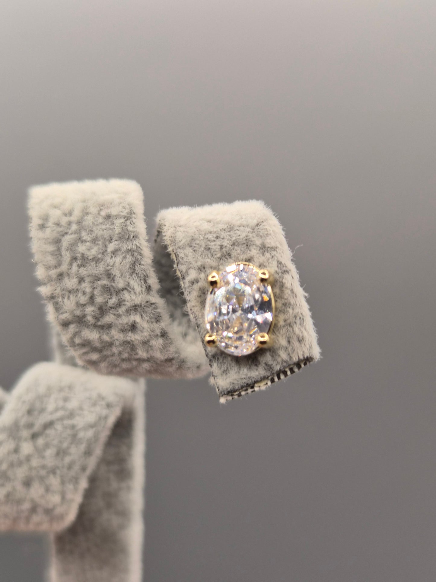 Oval Cut Cubic Zirconia Gold Plated Stud Earrings