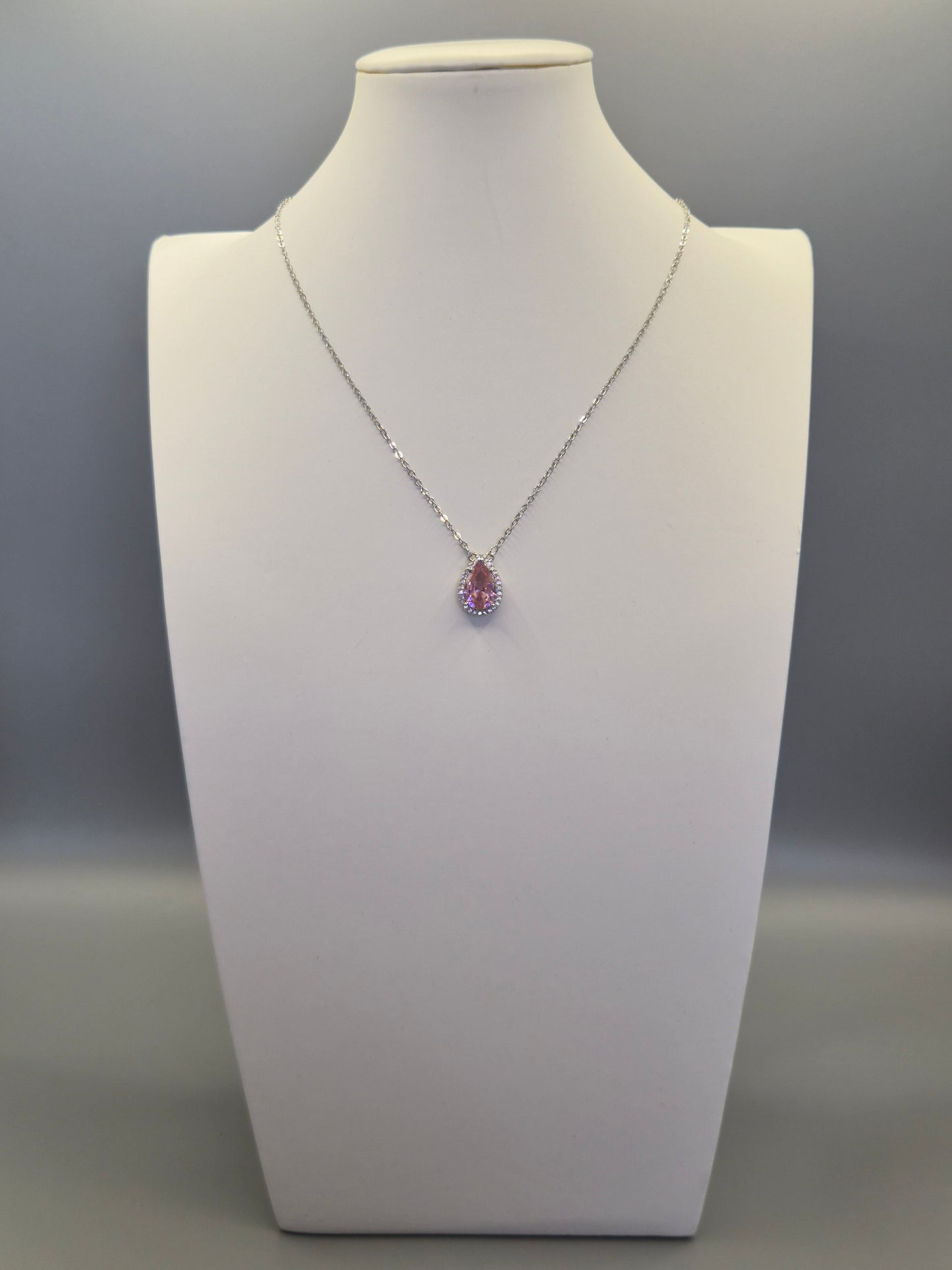 Pink Pear & Round Cubic Zirconia Pendant