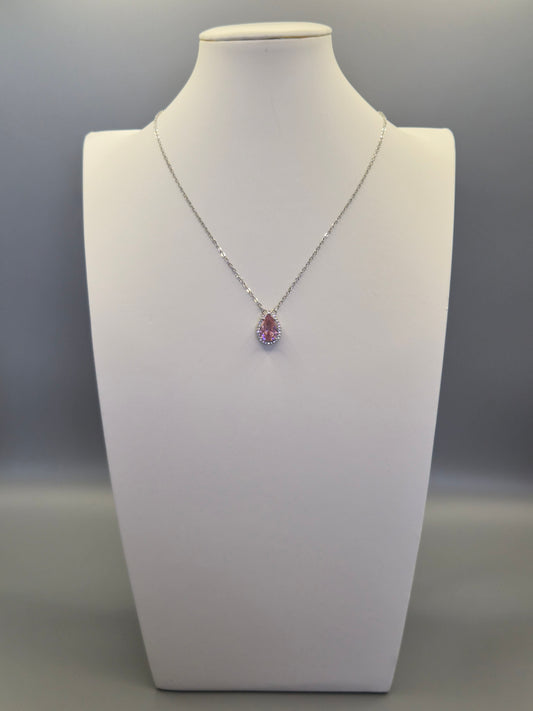 Pink Pear & Round Cubic Zirconia Pendant