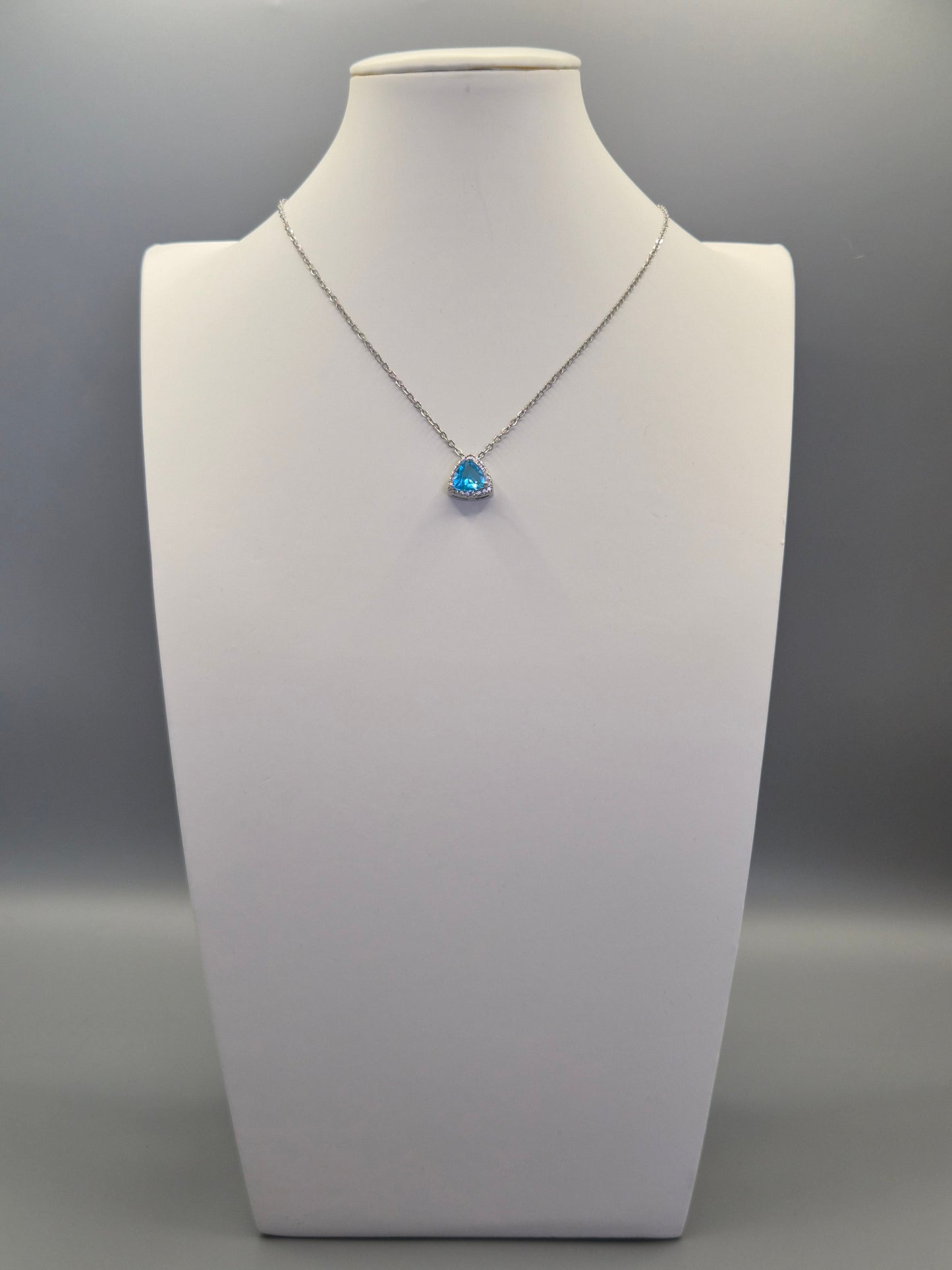 Blue Trilliant & Round Cubic Zirconia Pendant